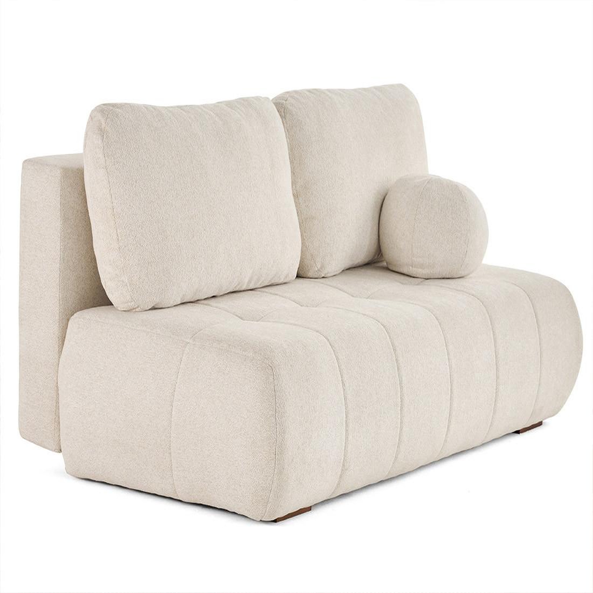 Voir la diapositive 4 : BEST MOBILIER Bowie - canapé 3 places convertible coffre + coussin rond inclus en tissu texturé