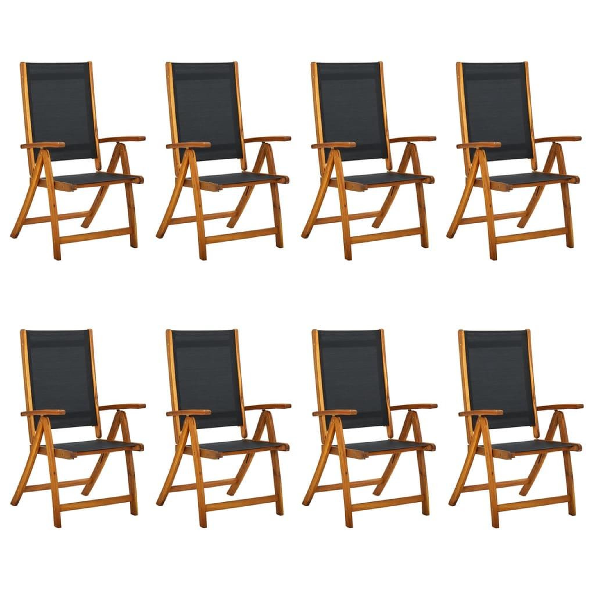 VIDAXL Chaises de jardin pliantes lot de 8 acacia massif et textilene
