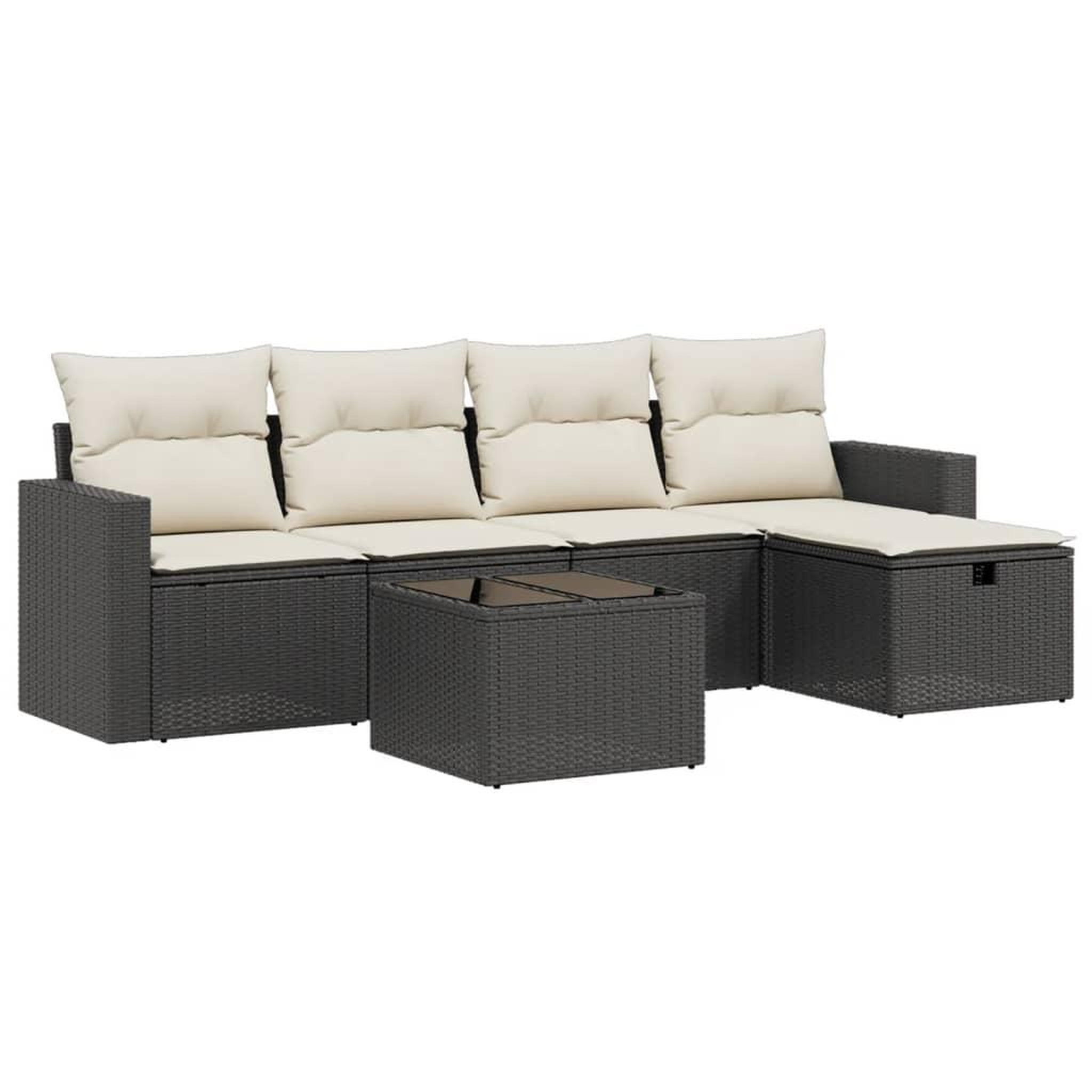 Voir la diapositive 2 : VIDAXL Salon de jardin 6 pcs avec coussins noir resine tressee