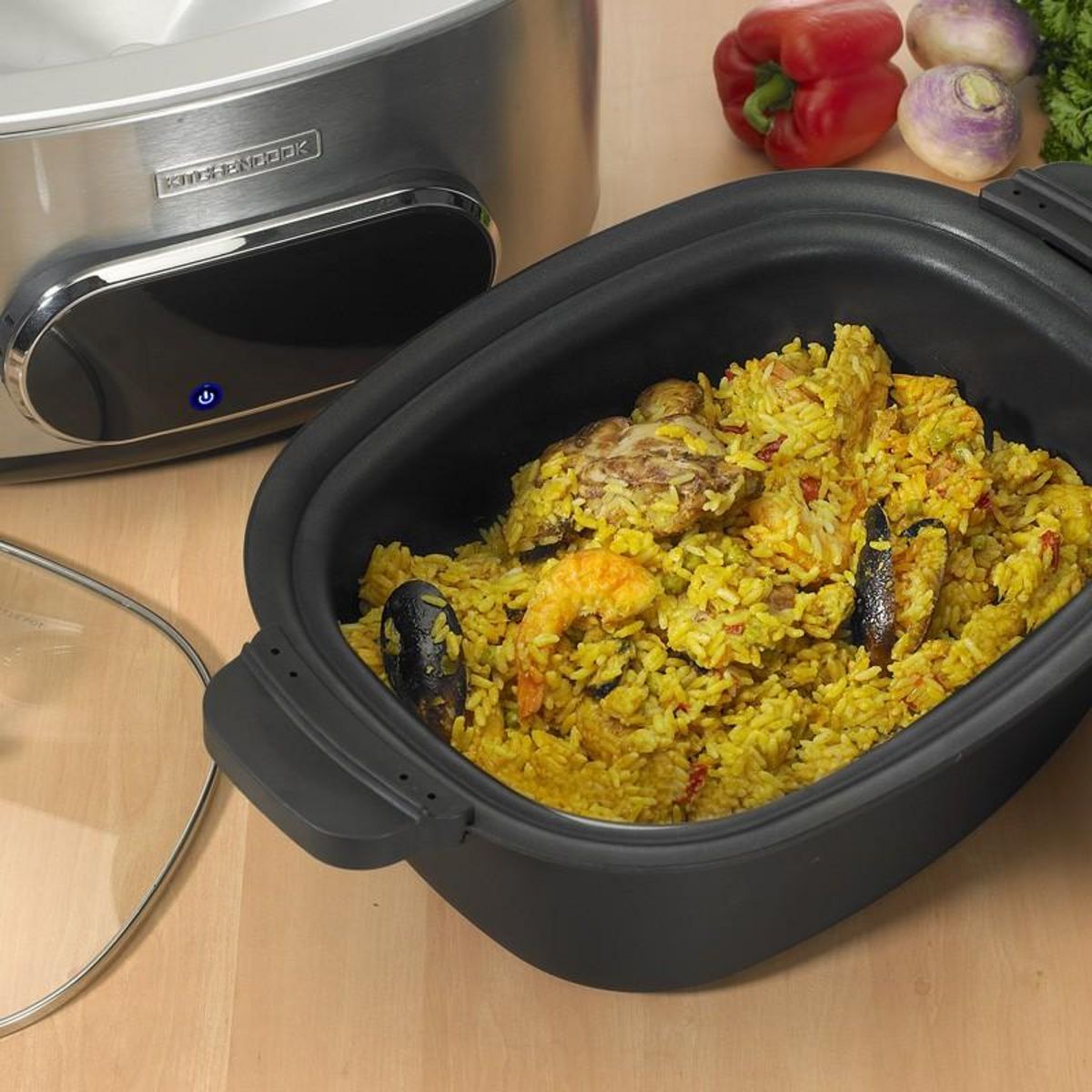 KITCHENCOOK Kitchencook - Multicuiseur 11en1 - 5,6l - Cuve Aluminium Amovible - 1350w - Minuterie (12h) - Ecran Lcd - Maitien Au Chaud