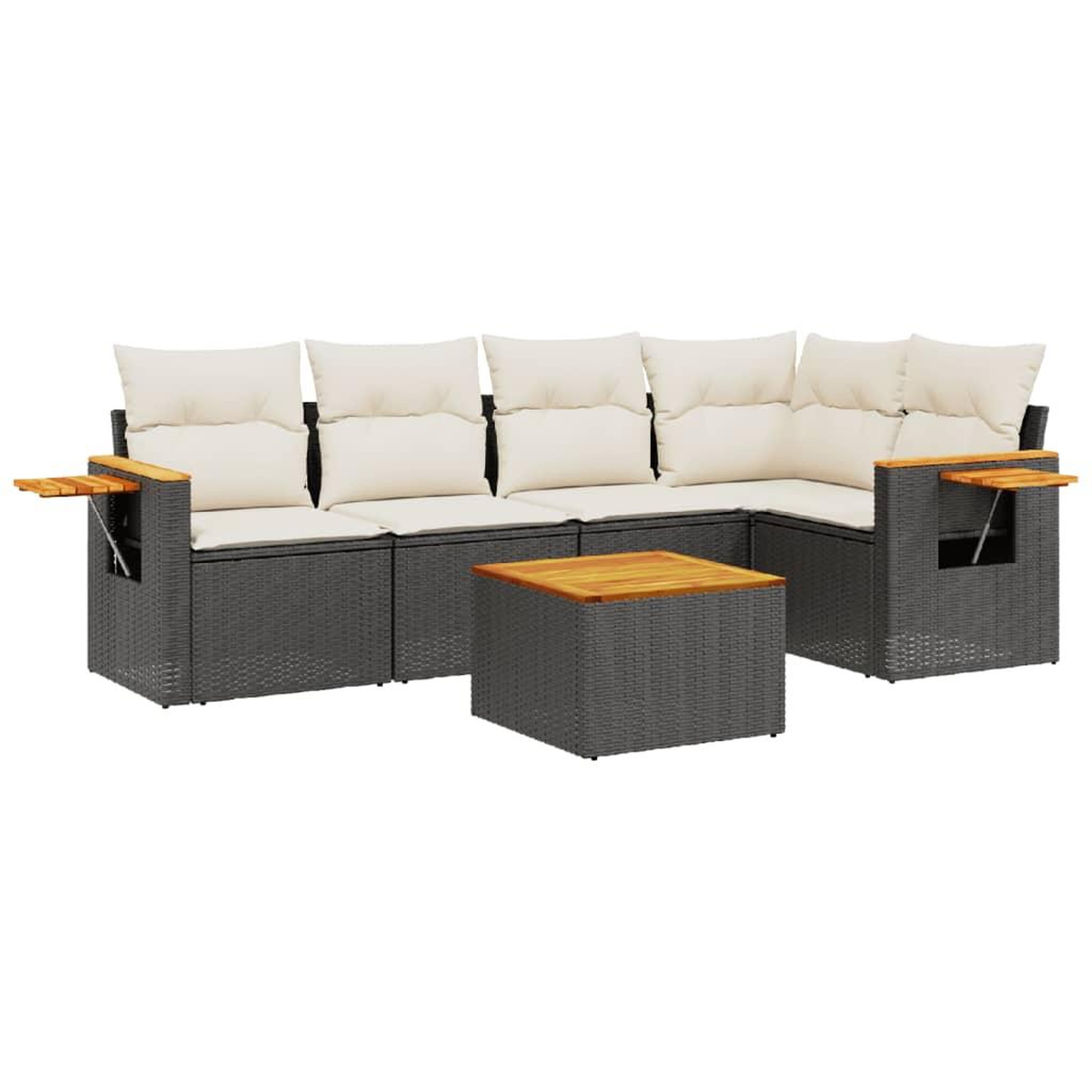 Voir la diapositive 2 : VIDAXL Salon de jardin 6 pcs avec coussins noir resine tressee
