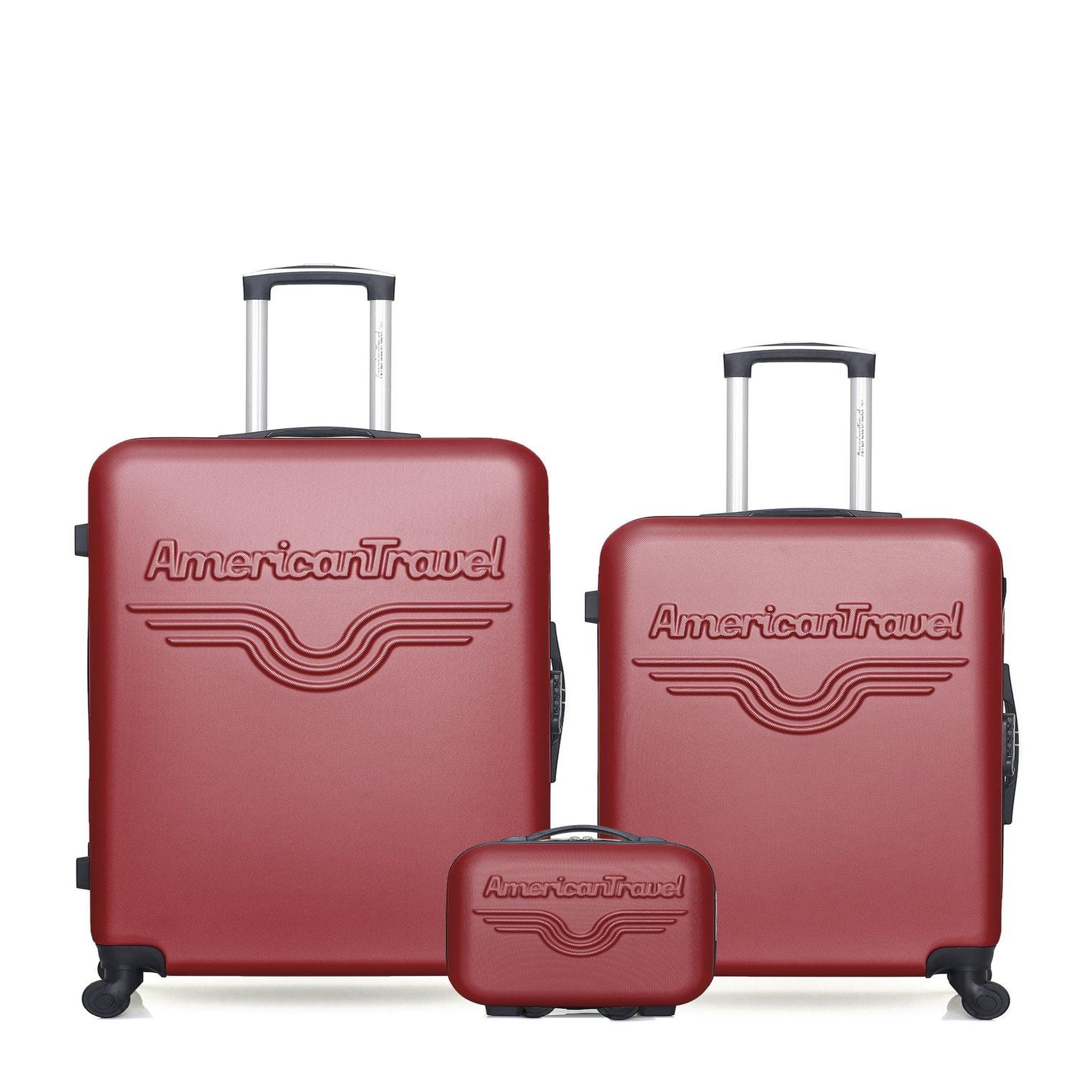 AMERICAN TRAVEL American travel - lot de 3 - valise grand format, valise weekend et vanity chelsea. Coloris disponibles : Noir