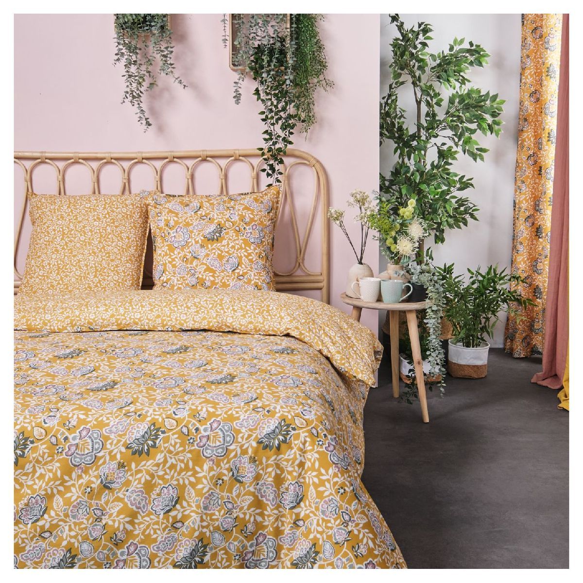 TODAY Parure housse de couette fantaisie en coton 57 fils INDIAN FLOWERS