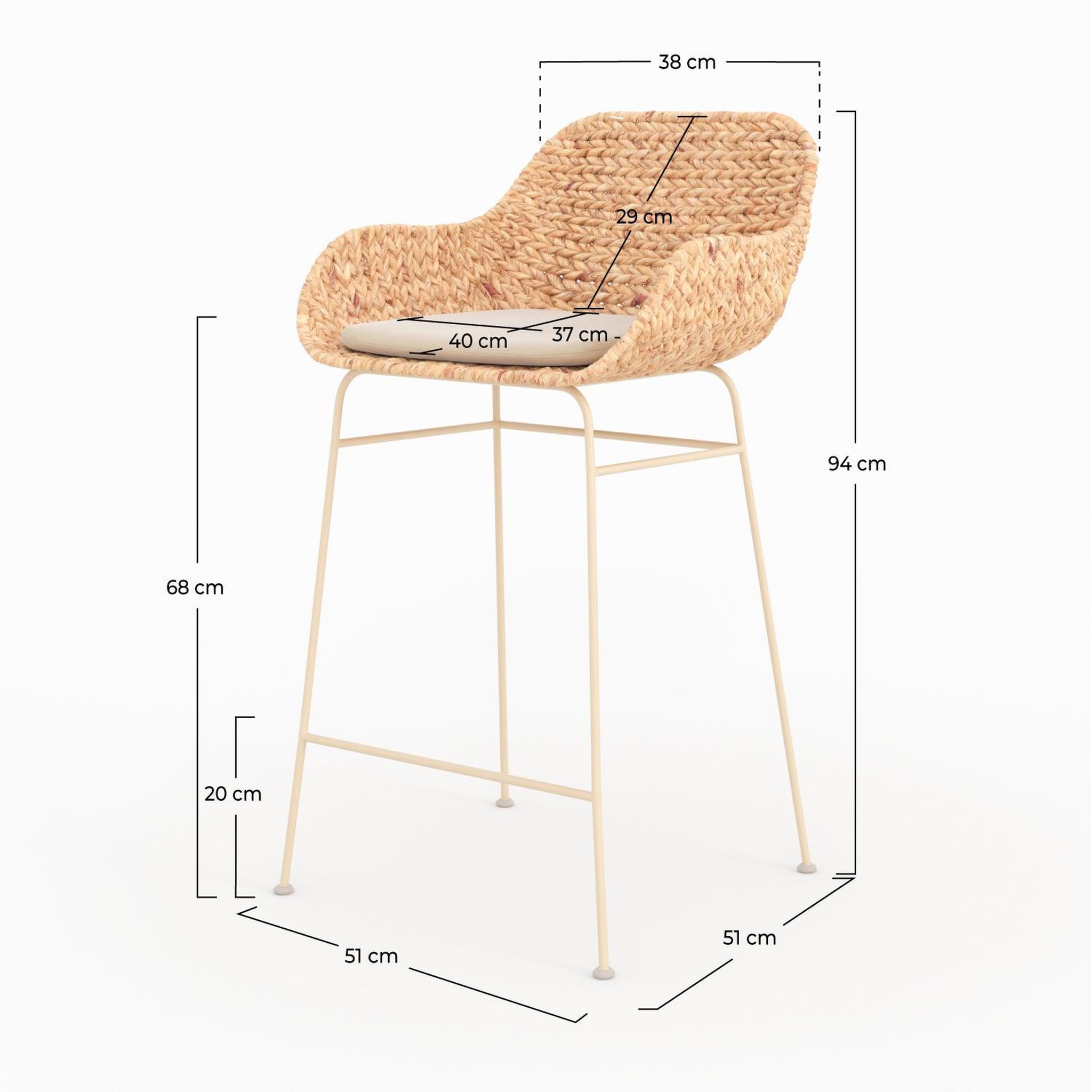 Voir la diapositive 4 : MAISON PAVANE Lot de 2 chaises pour îlot central 66 cm en matière naturelle-faro