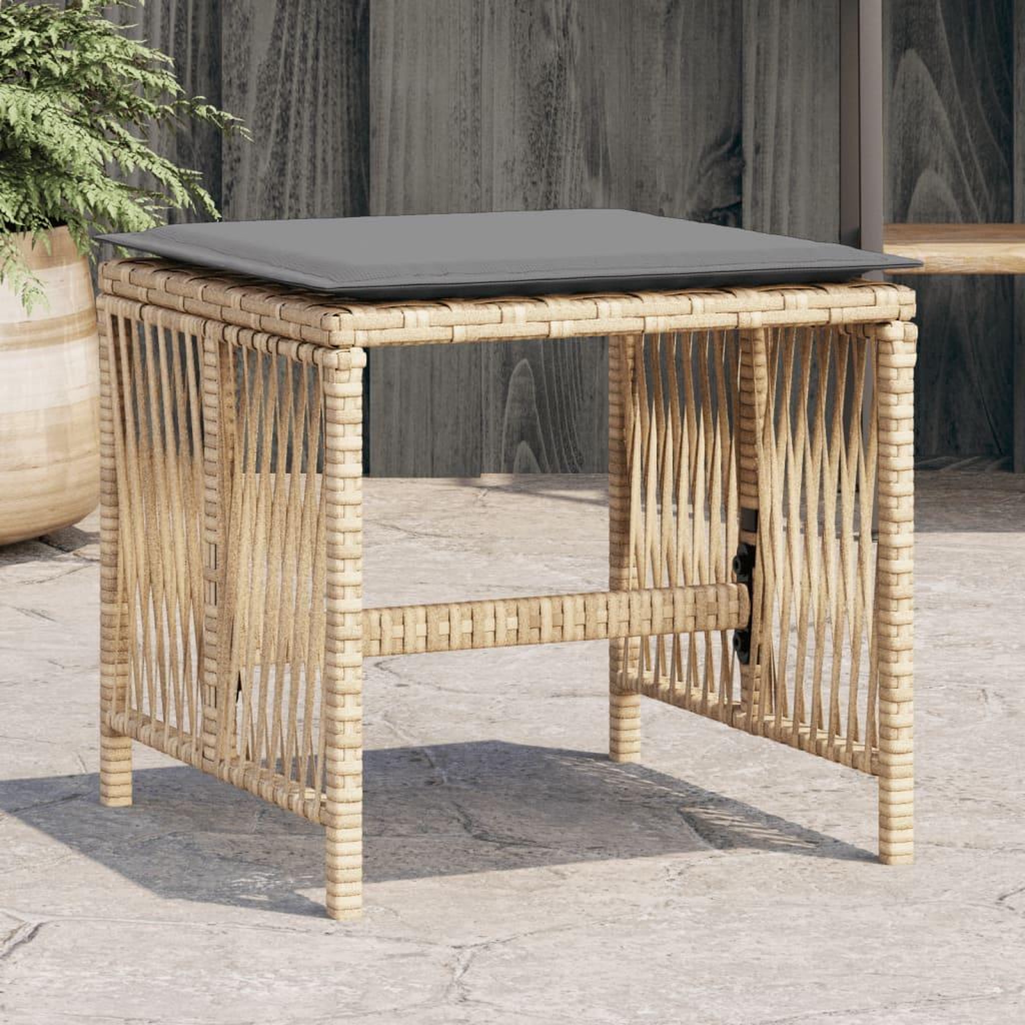 VIDAXL Tabourets jardin et coussins lot de 4 melange beige 41x41x36 cm