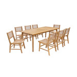 SWEEEK Table de jardin extensible bois d'acacia + 8 assises Palena + Ocara 200/275 x 100 x 75 cm naturel