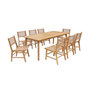 Voir la diapositive 1 : SWEEEK Table de jardin extensible bois d'acacia + 8 assises Palena + Ocara 200/275 x 100 x 75 cm naturel