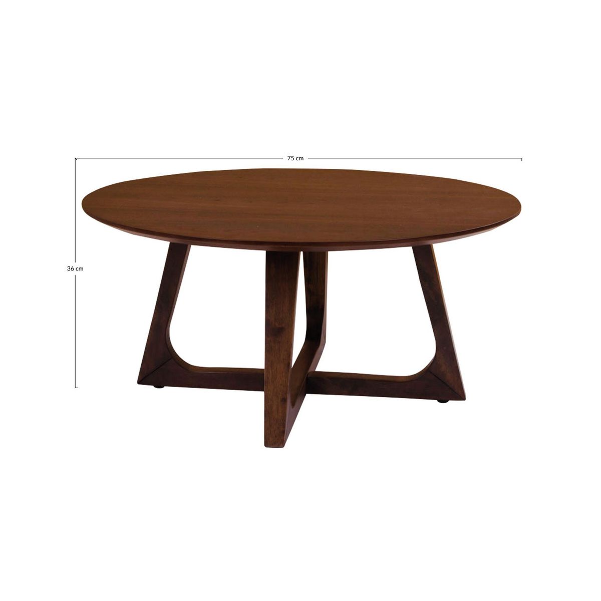LISA DESIGN Solin - table basse ronde - bois plaquage noyer - 75 cm