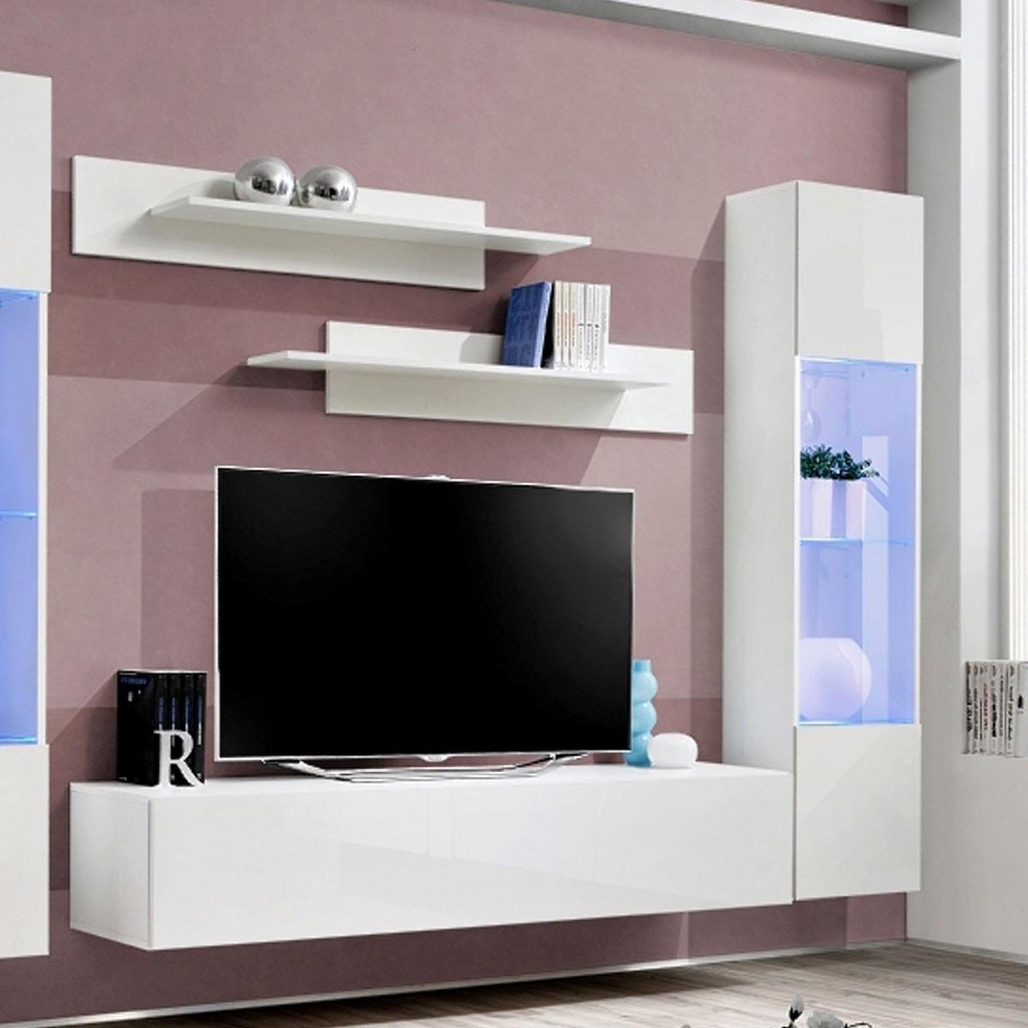 Voir la diapositive 3 : Paris Prix Ensemble meuble tv mural  fly c3  310cm blanc