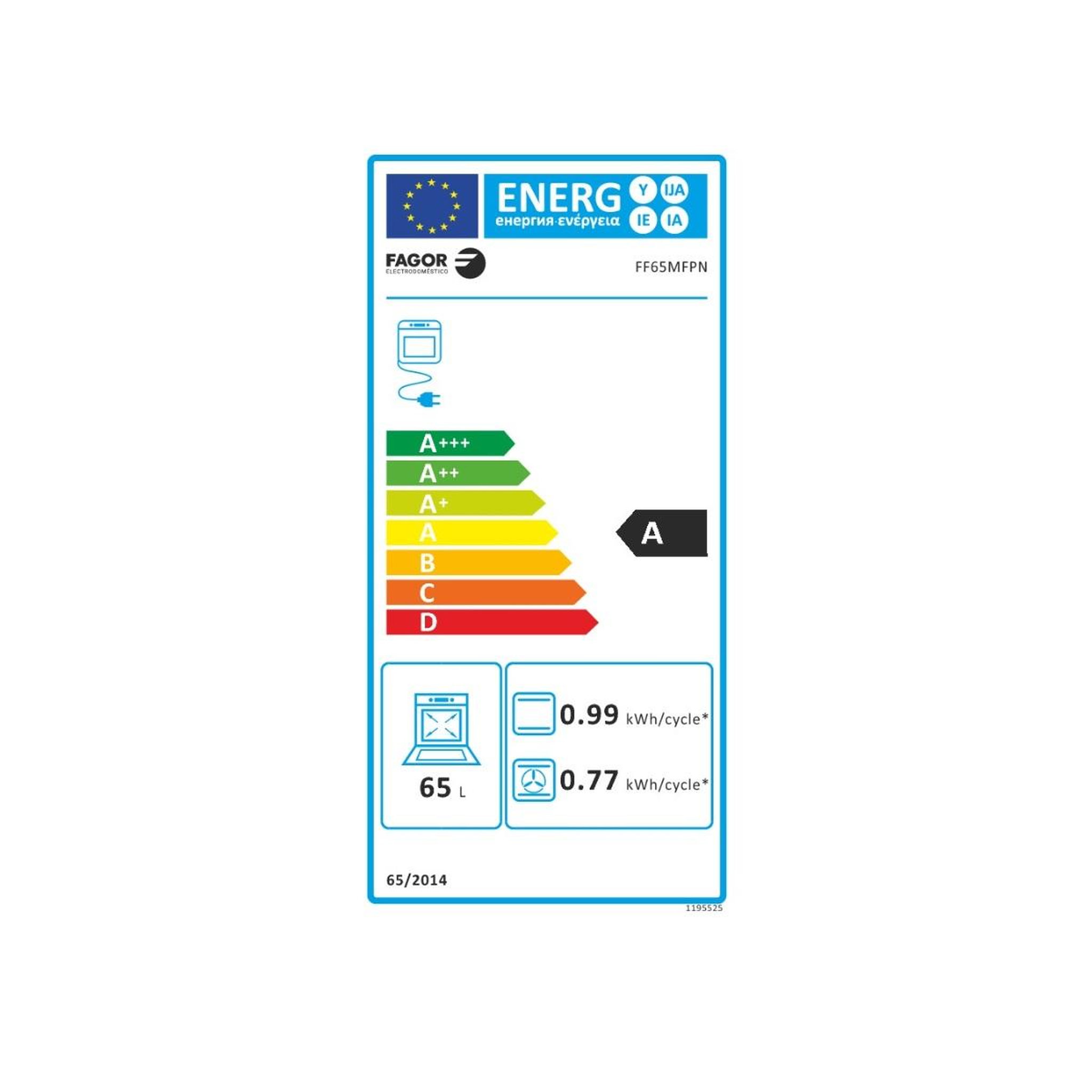 Voir la diapositive 2 : Fagor Four intégrable multifonction 65l pyrolyse noir - ff65mfpn