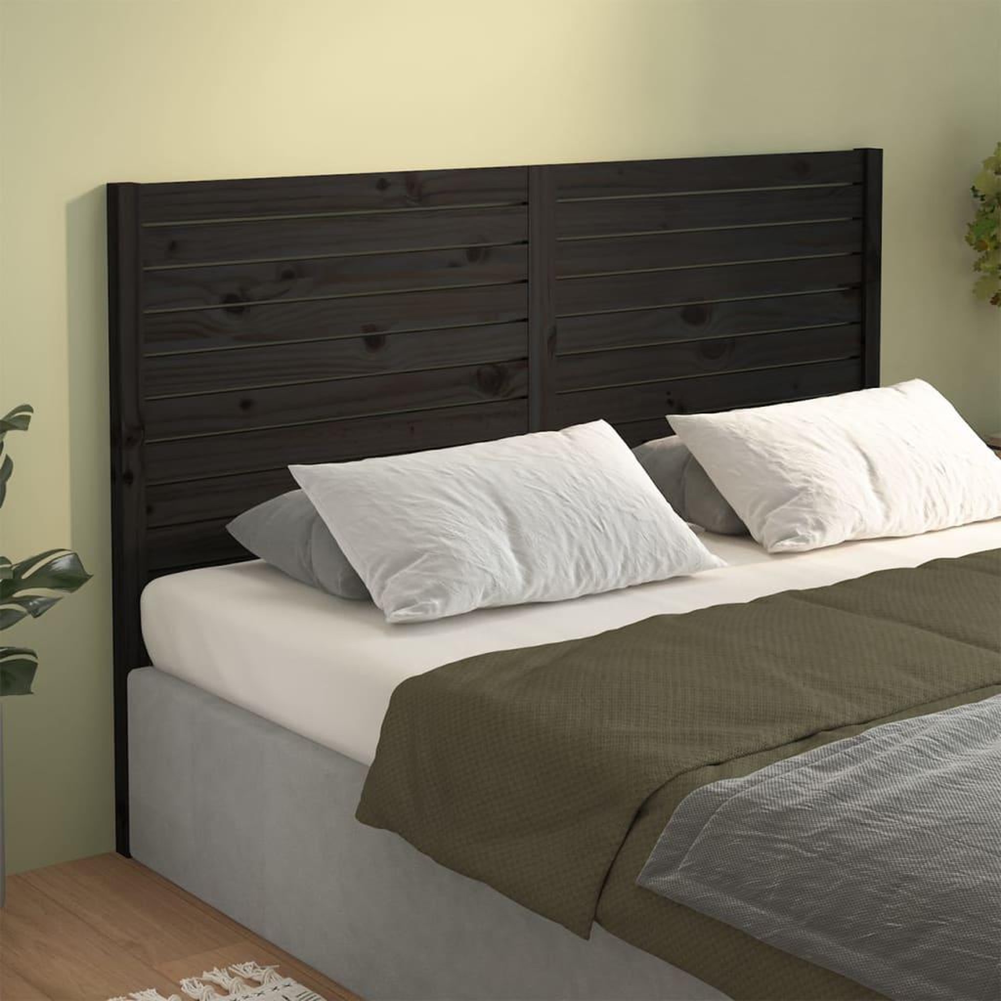 Voir la diapositive 4 : VIDAXL Tete de lit Noir 186x4x100 cm Bois massif de pin