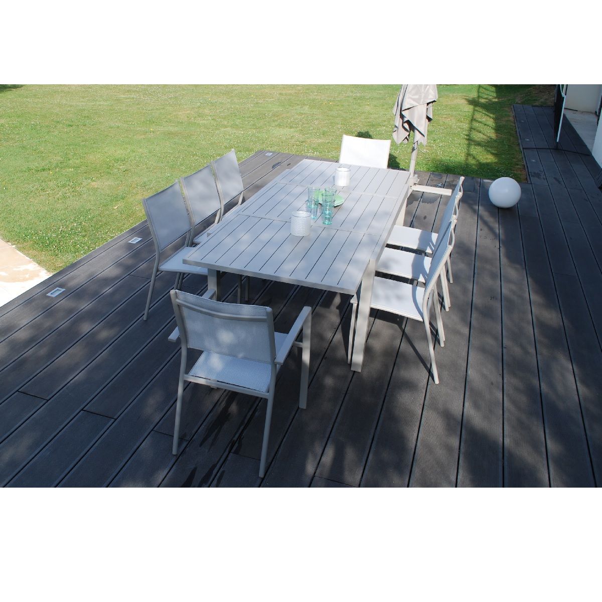 CREADOR Table de jardin extensible 160/240x100x75cm aluminium taupe VITTAL 