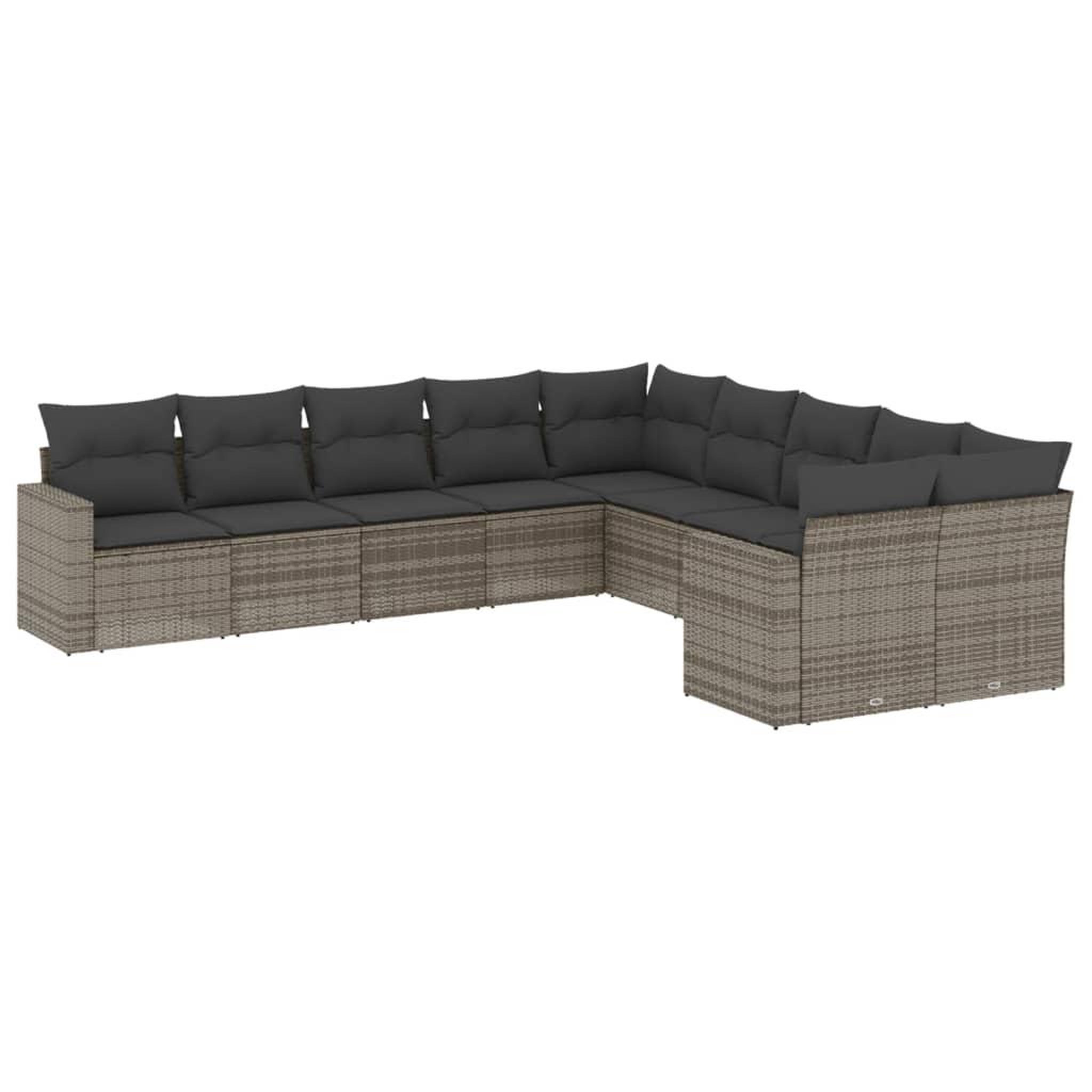 Voir la diapositive 2 : VIDAXL Salon de jardin avec coussins 10 pcs gris resine tressee