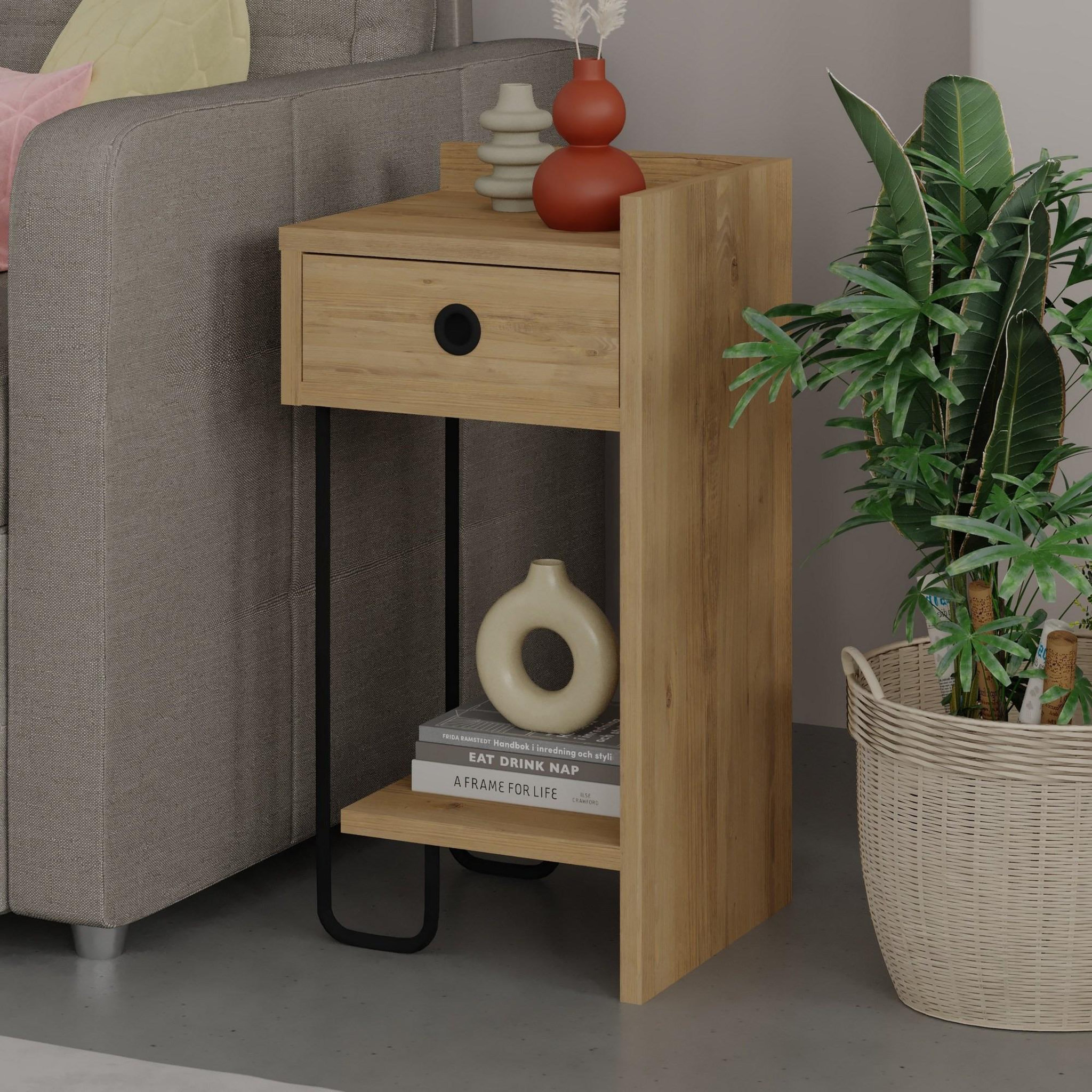 Voir la diapositive 4 : Habitat et Jardin Table de chevet en bois  sirius  32 x 30 x 61 cm - chêne