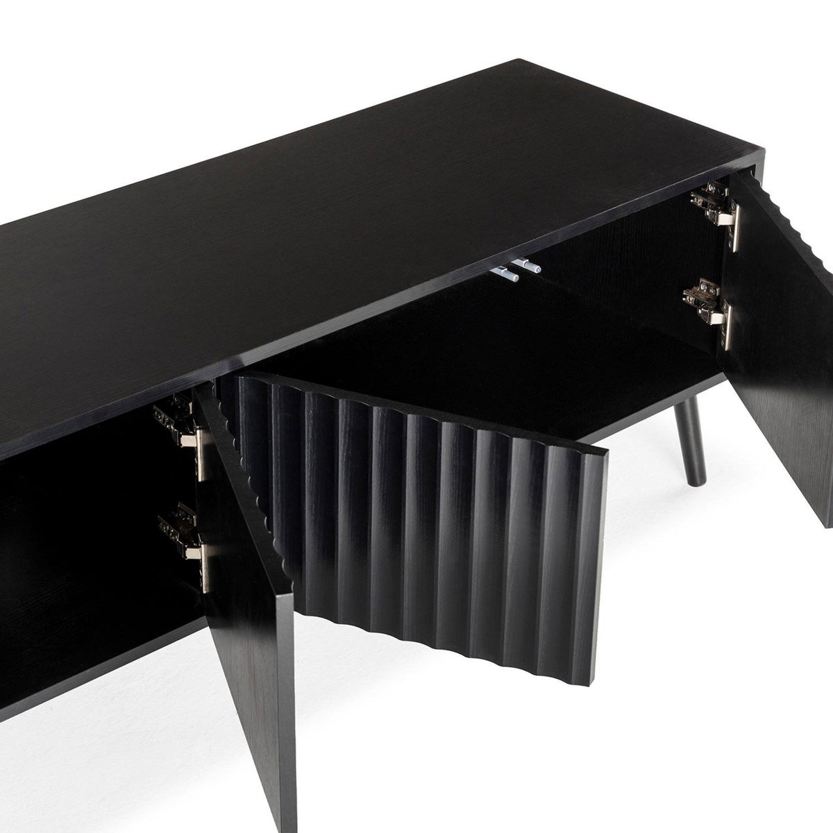 VS VENTA-STOCK Meuble TV Lluvia 4 portes couleur noir