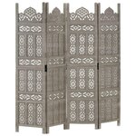 VIDAXL Cloison de separation 4 panneaux Gris 160x165 cm Bois manguier