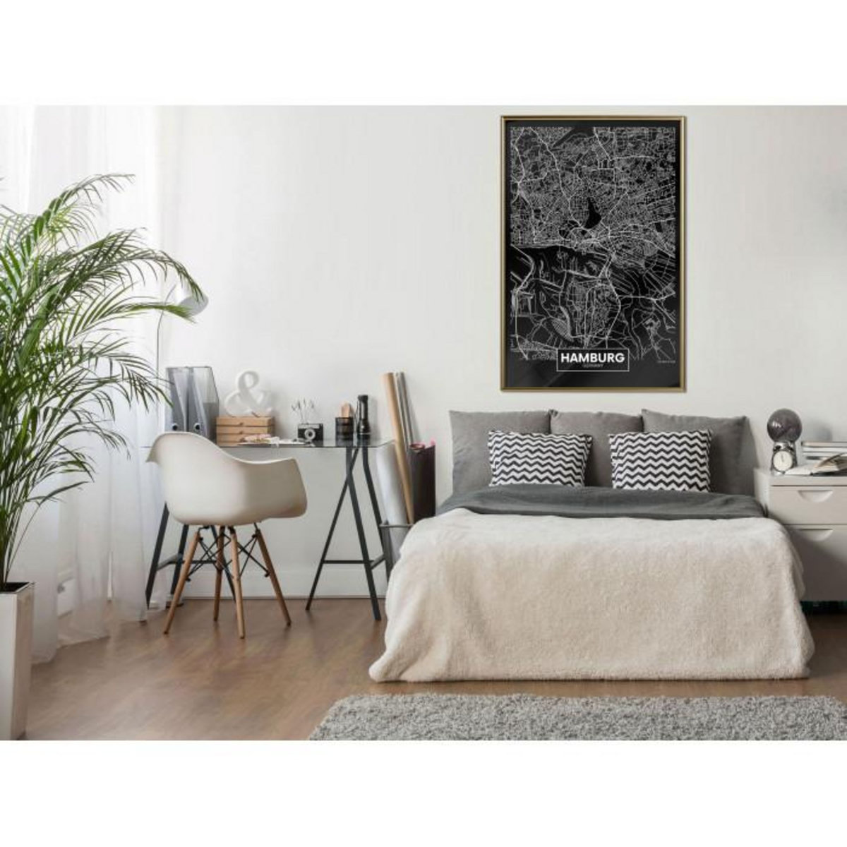 Paris Prix Affiche Murale Encadrée  City Map Hamburg Dark