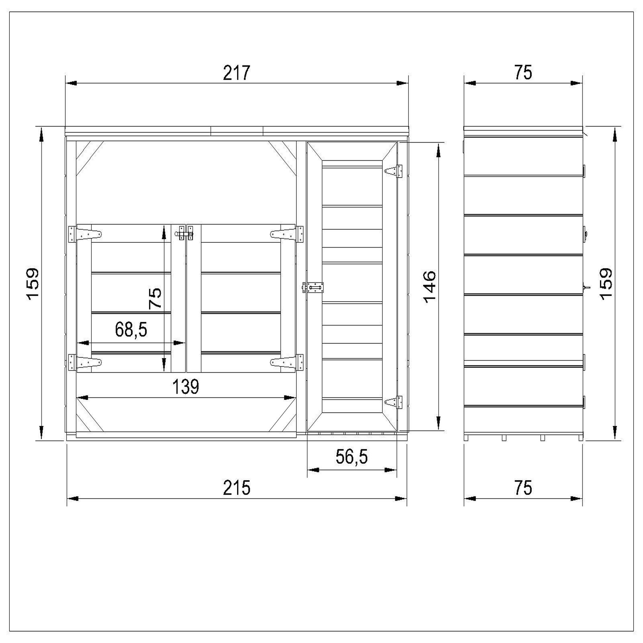 Voir la diapositive 6 : TIMBELA Abri de jardin pour poubelles, Cache poubelle extérieur 2x240L M981A
