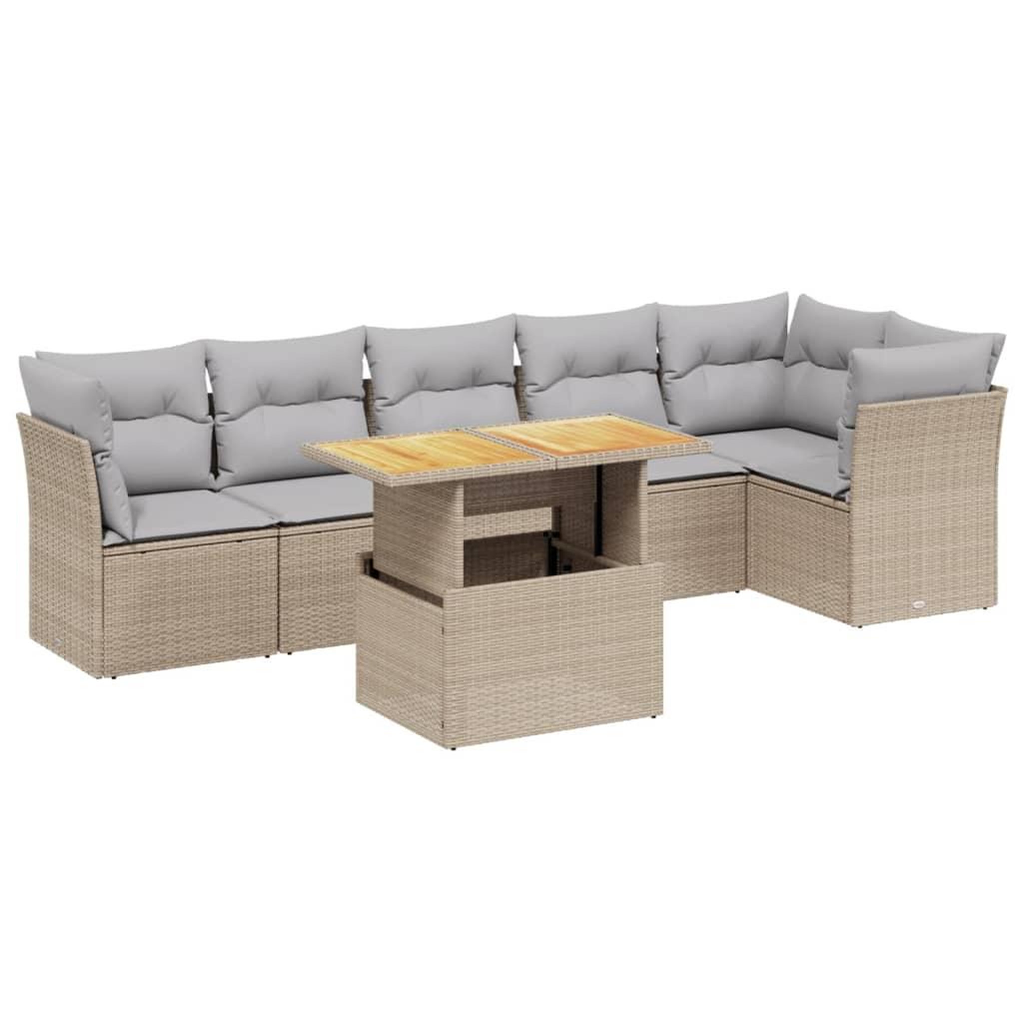 Voir la diapositive 2 : VIDAXL Salon de jardin avec coussins 7 pcs beige resine tressee