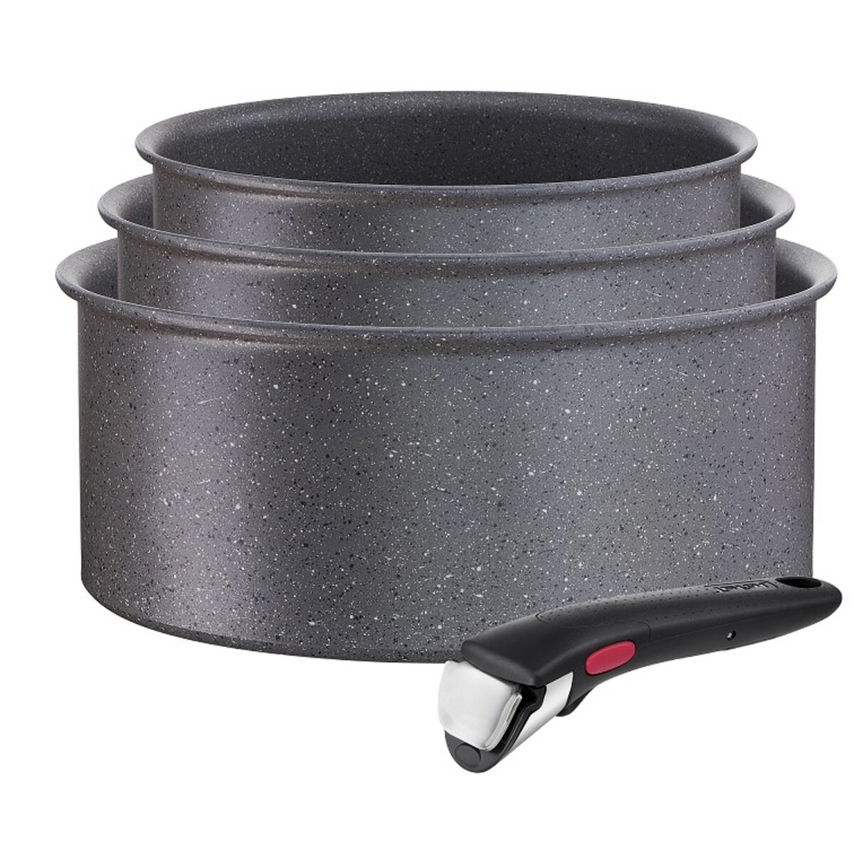TEFAL Lot 3 casseroles induction 16/18/20 cm (1,5/2,1/3L) + 1 poignée INGENIO NATURAL FORCE