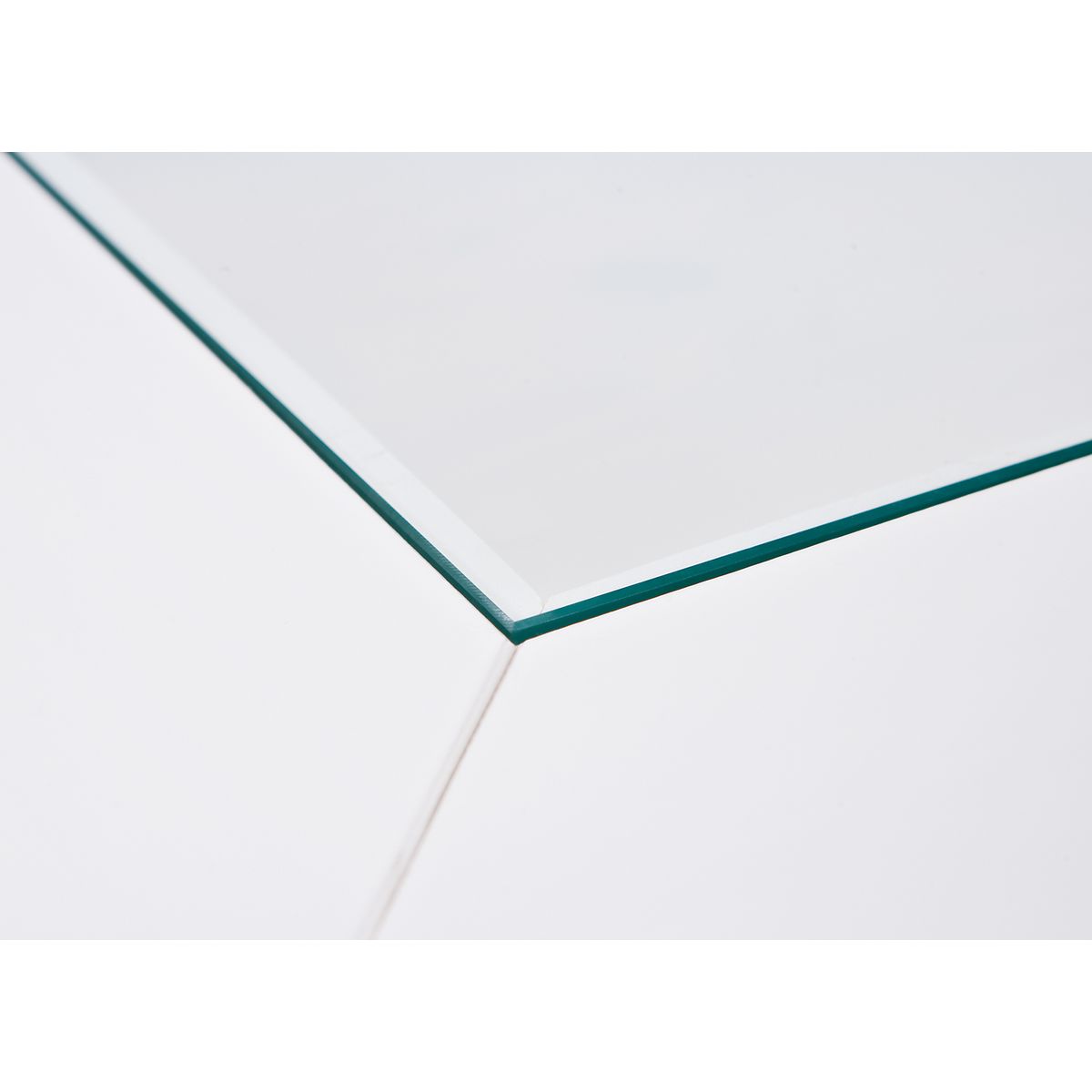 Table basse carrée en bois massif 1 tiroir plateau verre L75cm CASSIS