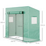 Voir la diapositive 3 : OUTSUNNY Serre de Jardin 200L x 73l x 168H cm acier PE haute densité 140 g/m² anti-UV avec porte zippée déroulante et fenêtres vert