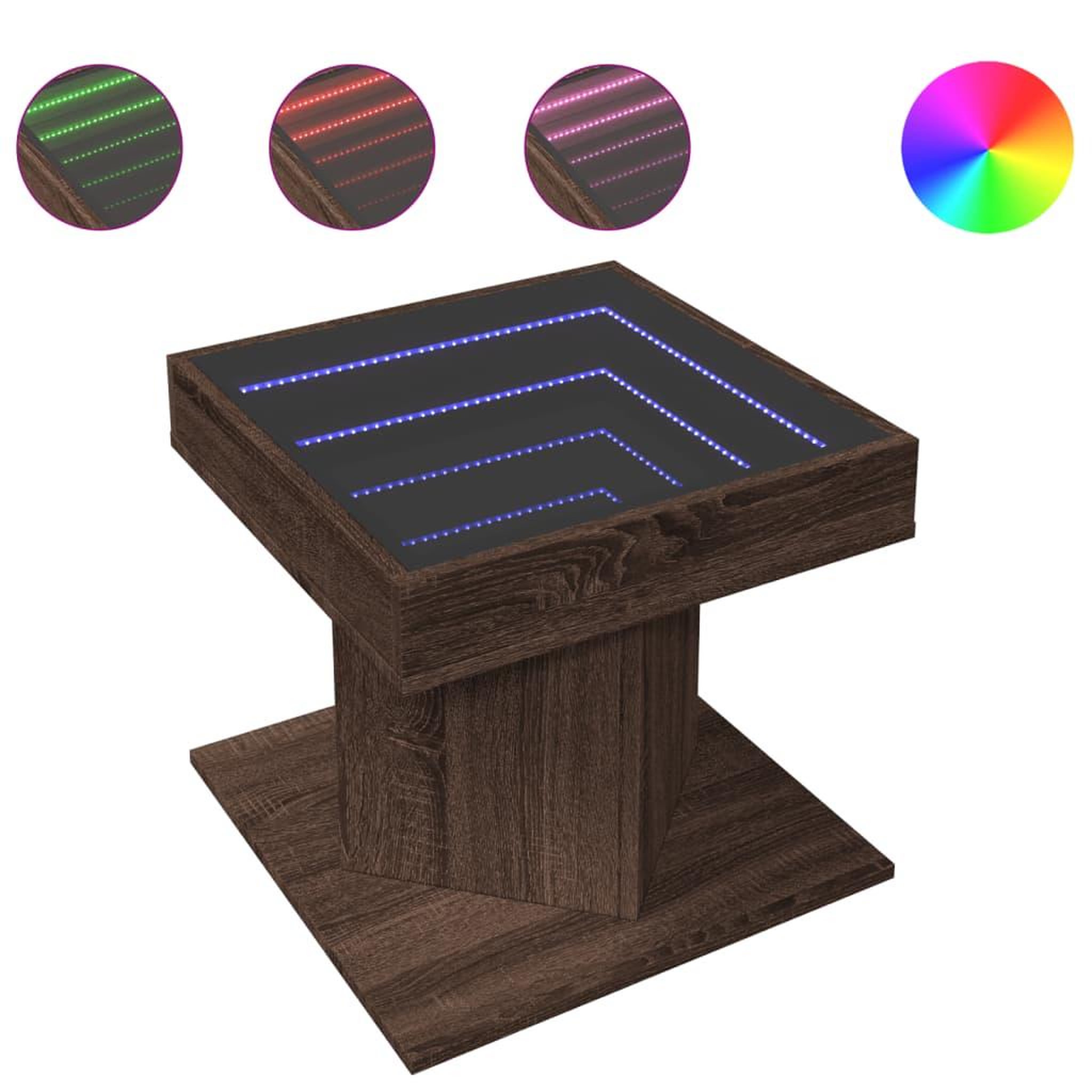 Voir la diapositive 2 : VIDAXL Table basse avec LED chene marron 50x50x45 cm bois d'ingenierie