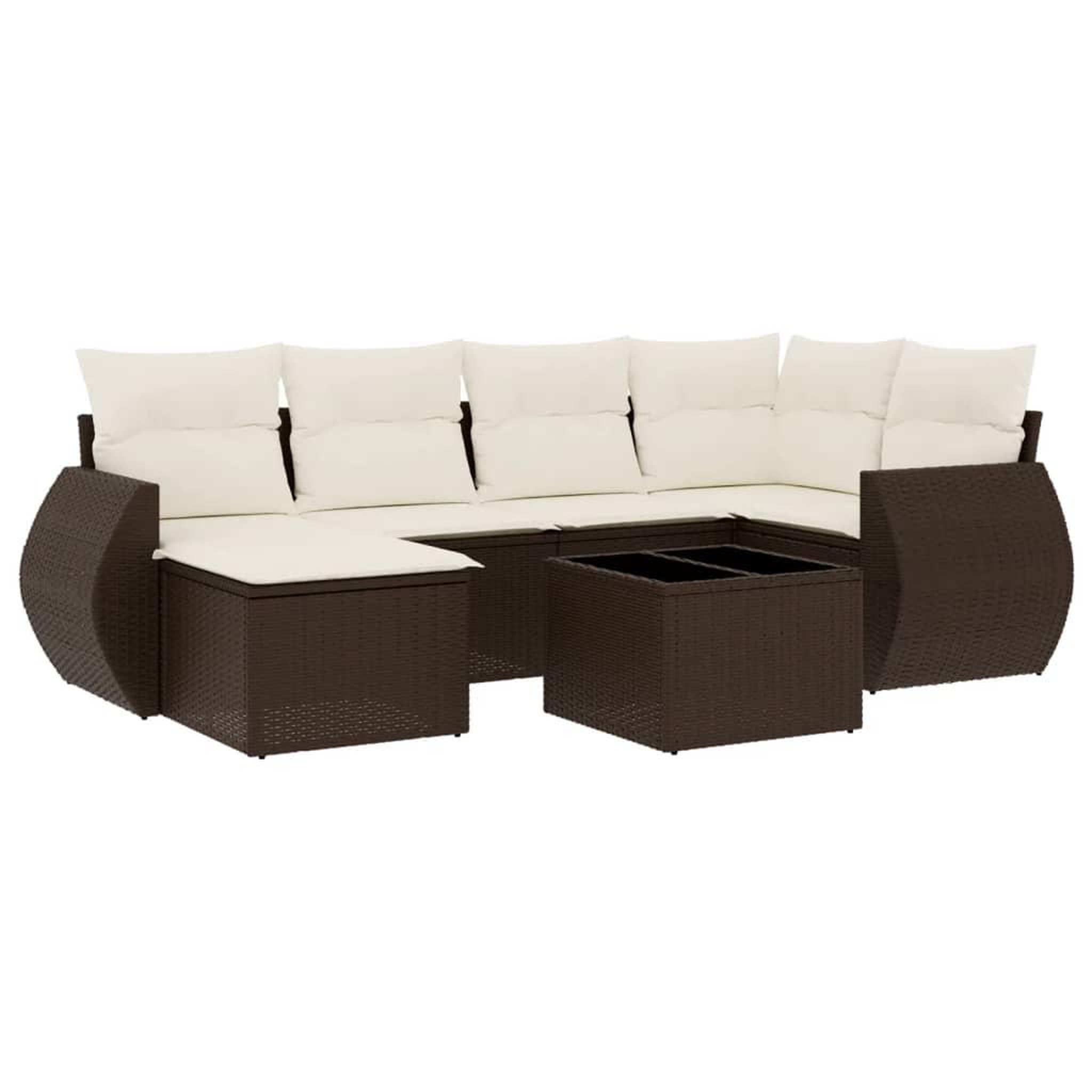 Voir la diapositive 2 : VIDAXL Salon de jardin avec coussins 7 pcs marron resine tressee