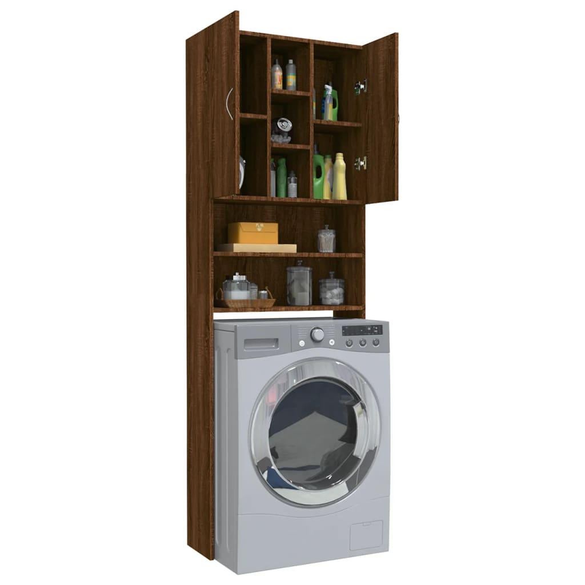 Voir la diapositive 5 : VIDAXL Meuble pour machine a laver Chene marron 64x25,5x190 cm