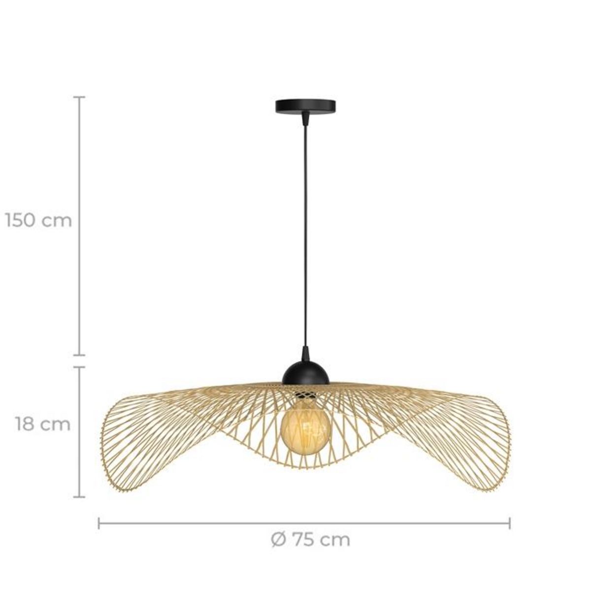 Rendez vous déco Suspension D75 cm en bambou avec fil noir - Jipi