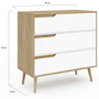 Voir la diapositive 5 : ID MARKET Commode 3 tiroirs HELSINKI 80 cm scandinave bois et blanc