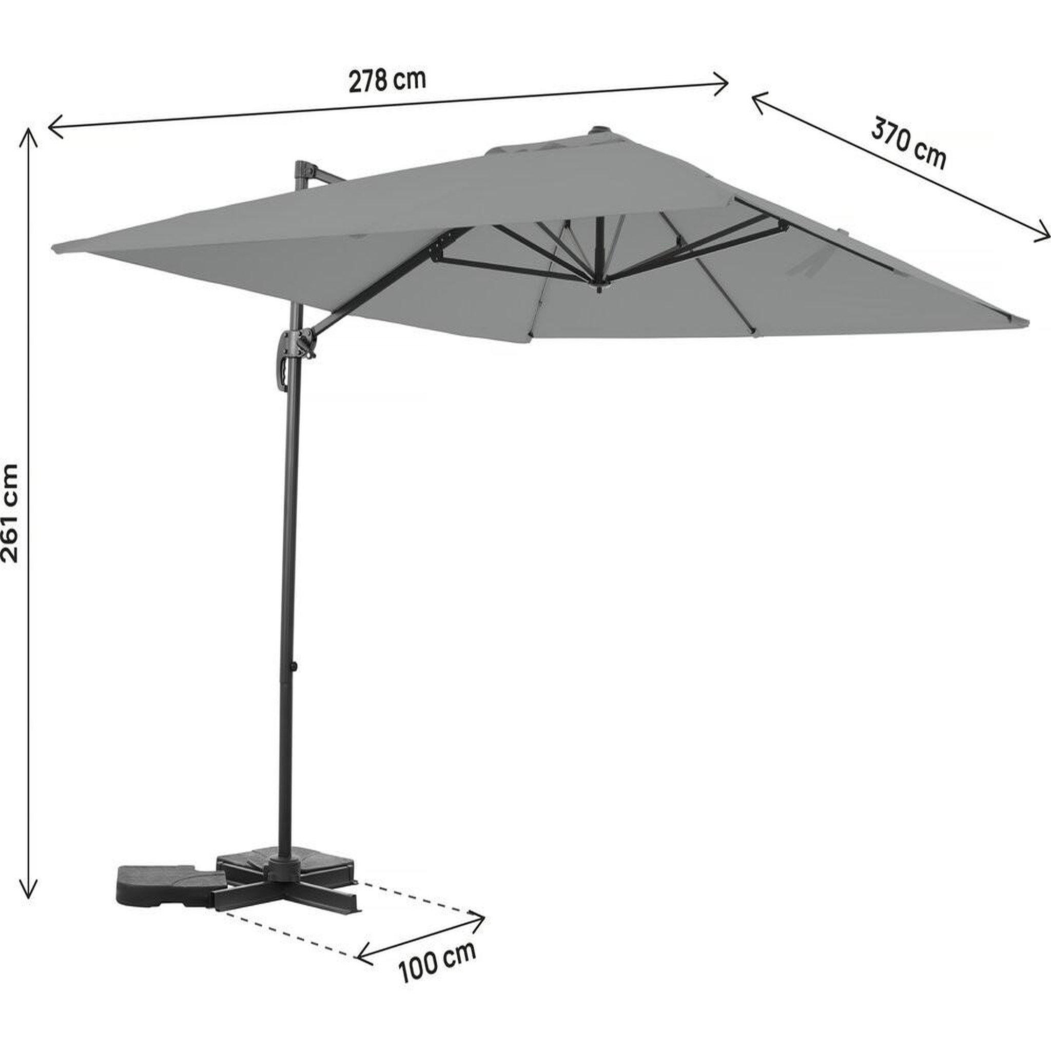Voir la diapositive 3 : Habitat et Jardin Parasol jardin déporté en aluminium  sky 4  - 3 x 4 m - gris