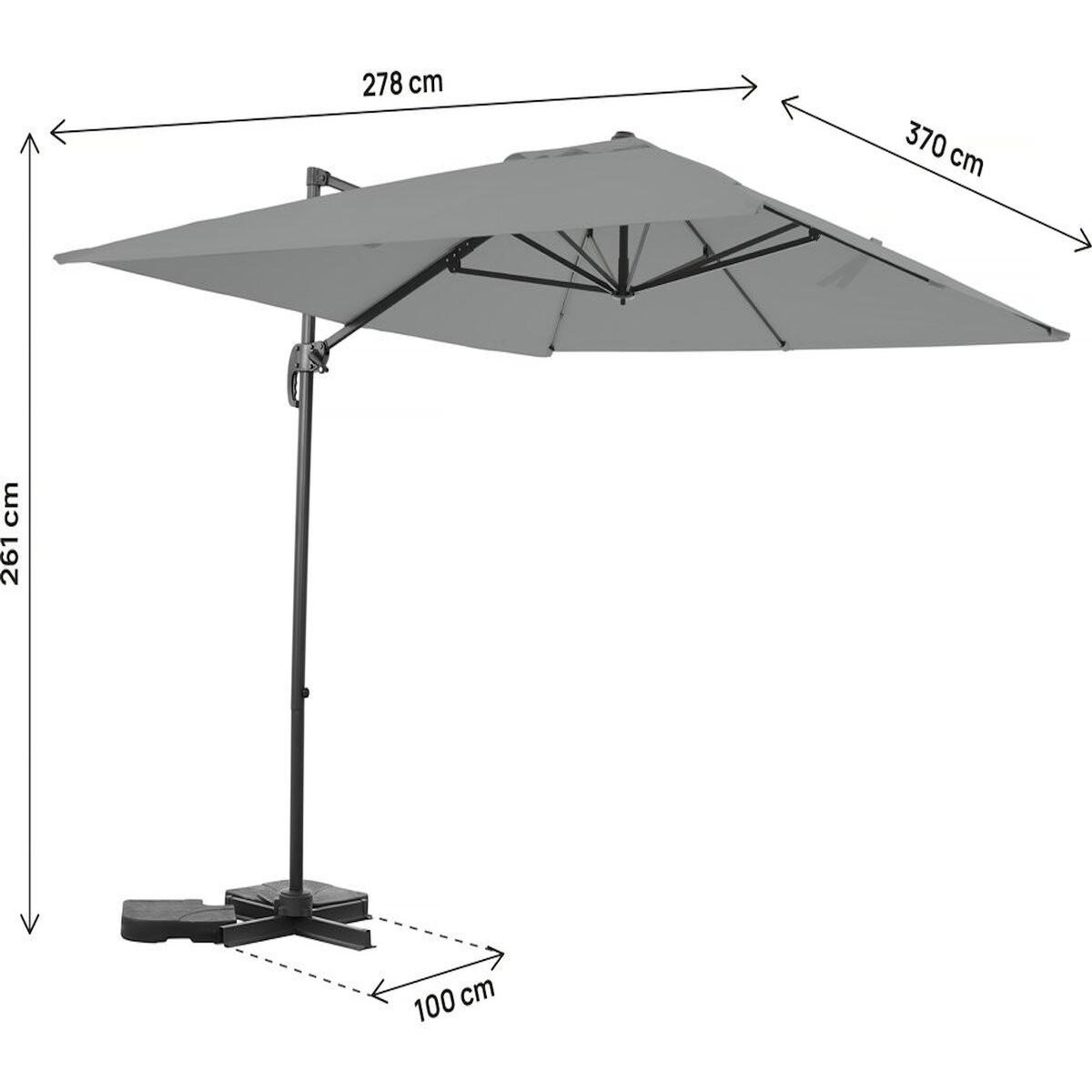 Habitat et Jardin Parasol jardin déporté en aluminium  Sky 4  - 3 x 4 m - Gris