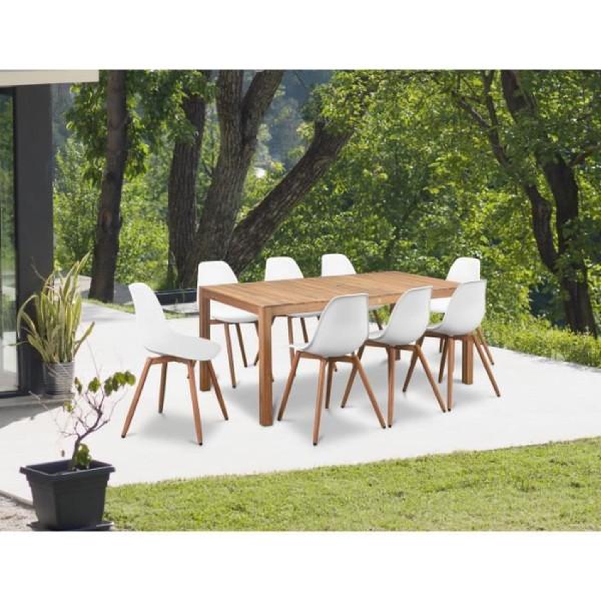 Voir la diapositive 3 : MARKET24 Lot de 2 chaises de jardin en PP - Blanc - 50 x 55 x 85,5 cm