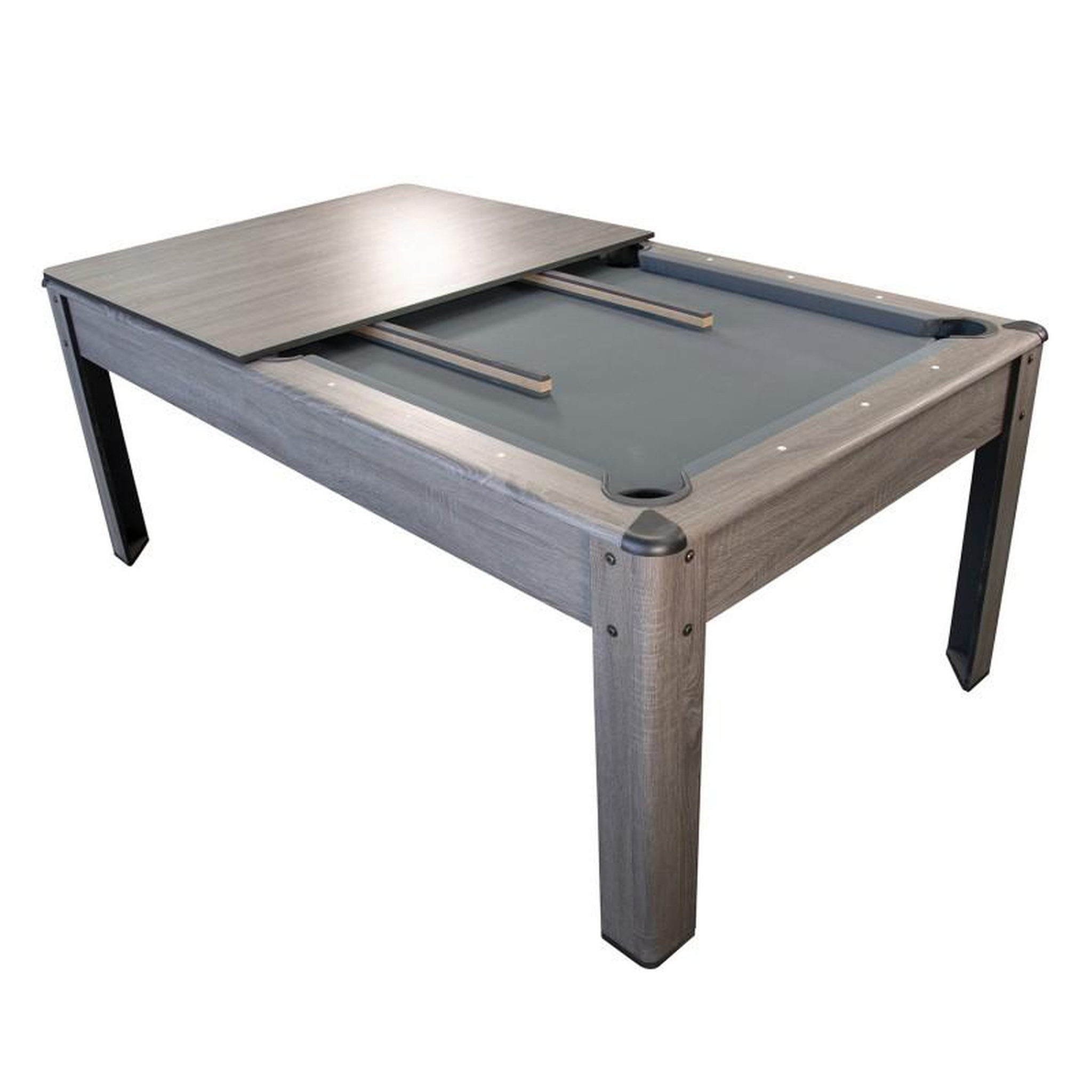Voir la diapositive 5 : PLAY4FUN Billard Américain AMBIANCE 7Ft - 226,5 x 126,5 x 80 cm avec accessoires et plateau dînatoire - Gris