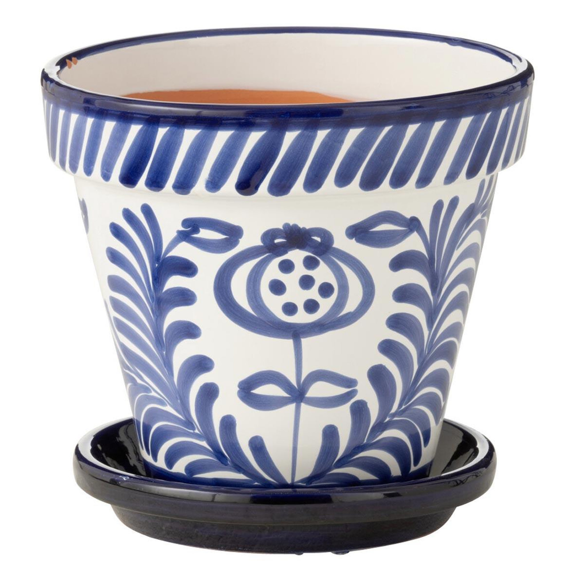 J-LINE Pot avec soucoupe en céramique  granada  27cm bleu cobalt