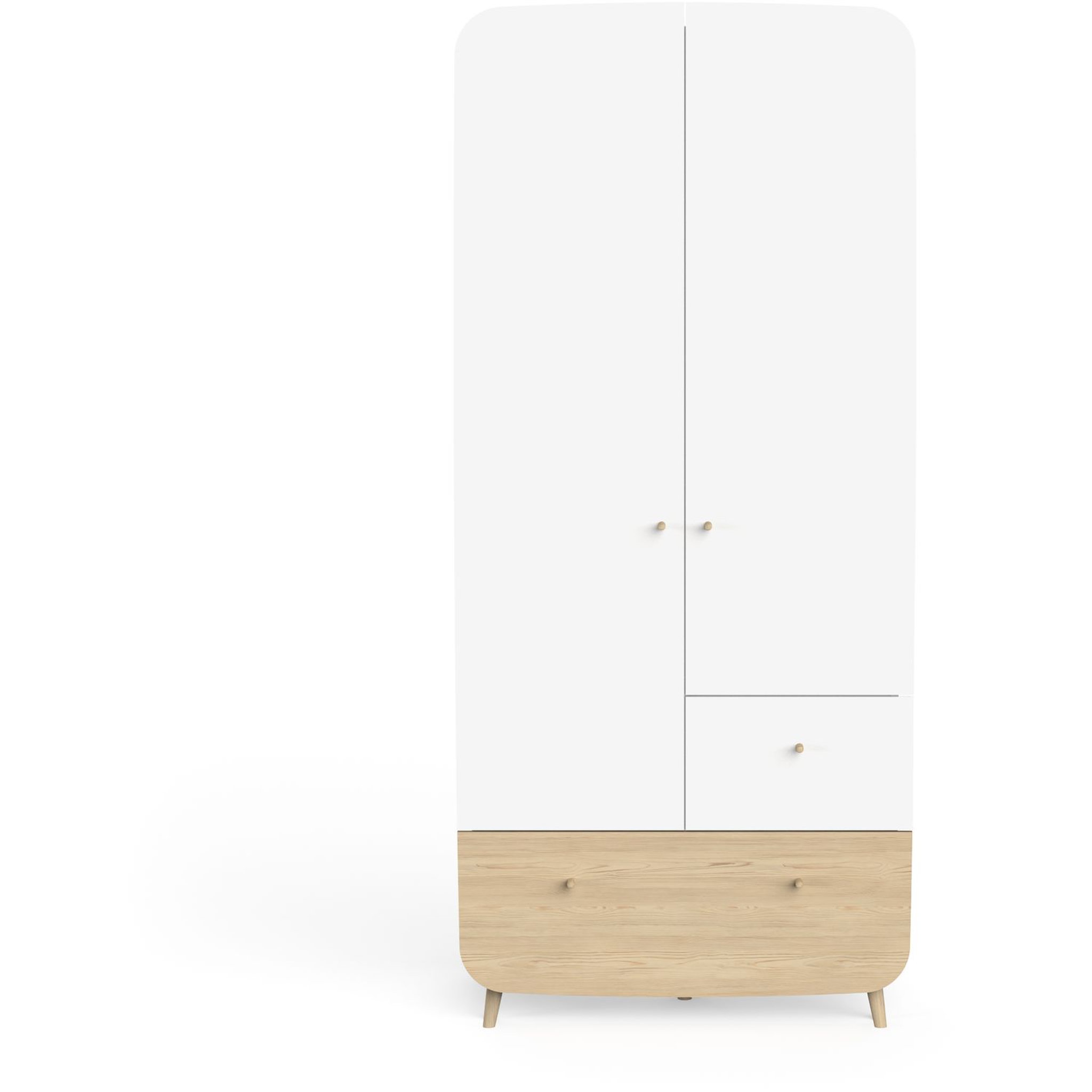 Voir la diapositive 2 : Armoire bébé enfant 2 portes 2 tiroirs blanc LINIA