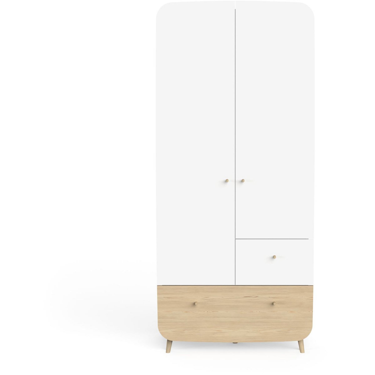 Armoire bébé enfant 2 portes 2 tiroirs blanc LINIA