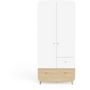 Voir la diapositive 2 : Armoire bébé enfant 2 portes 2 tiroirs blanc LINIA