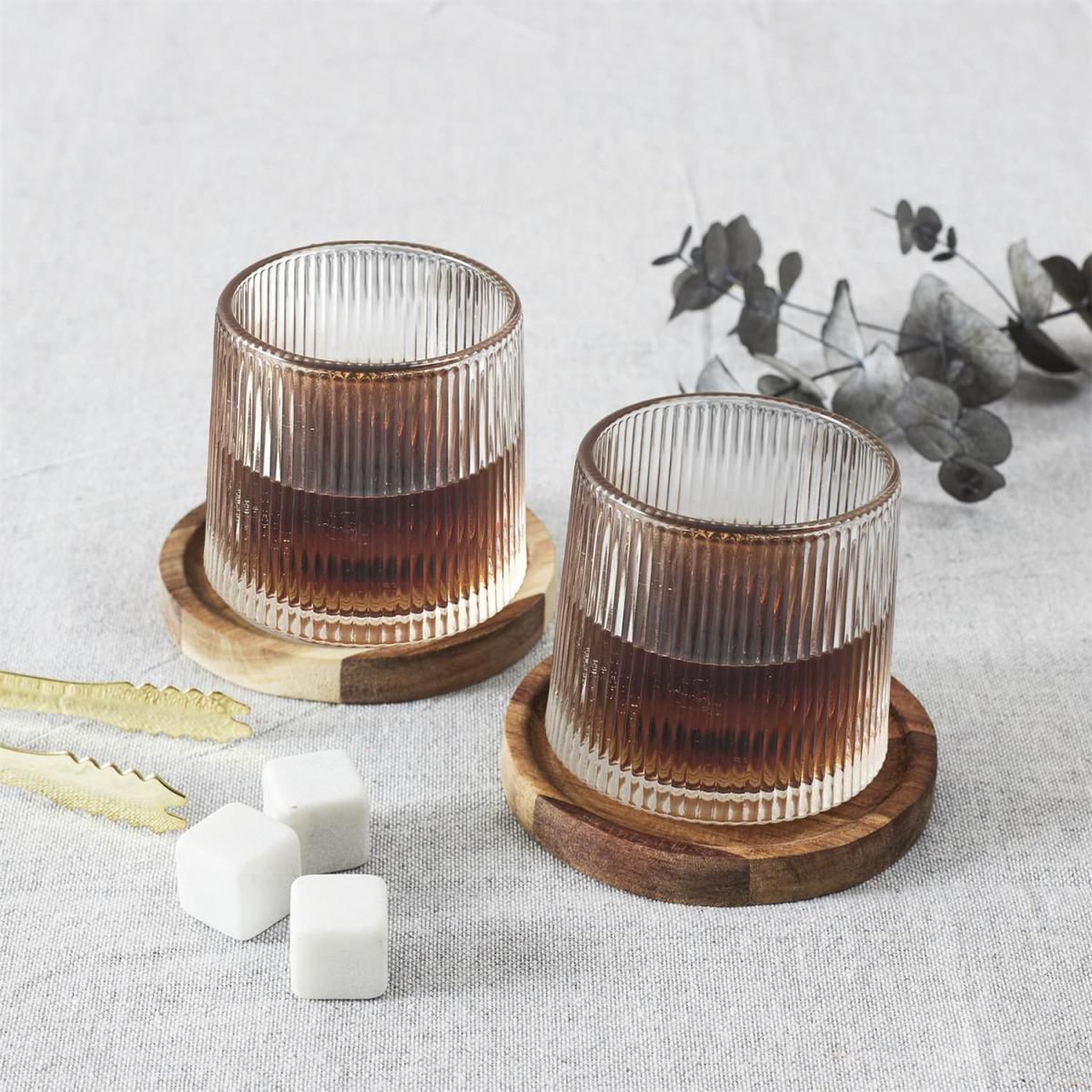 Voir la diapositive 2 : The Home Deco Factory Lot de 2 verres à whisky  support  16cl transparent