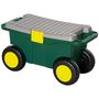 Voir la diapositive 3 : OUTSUNNY Tabouret de jardin caisse à outils 2 en 1 - coffre et plaque compartimentée de rangement verrouillable - 4 roulettes, 2 poignées - PP gris jaune vert