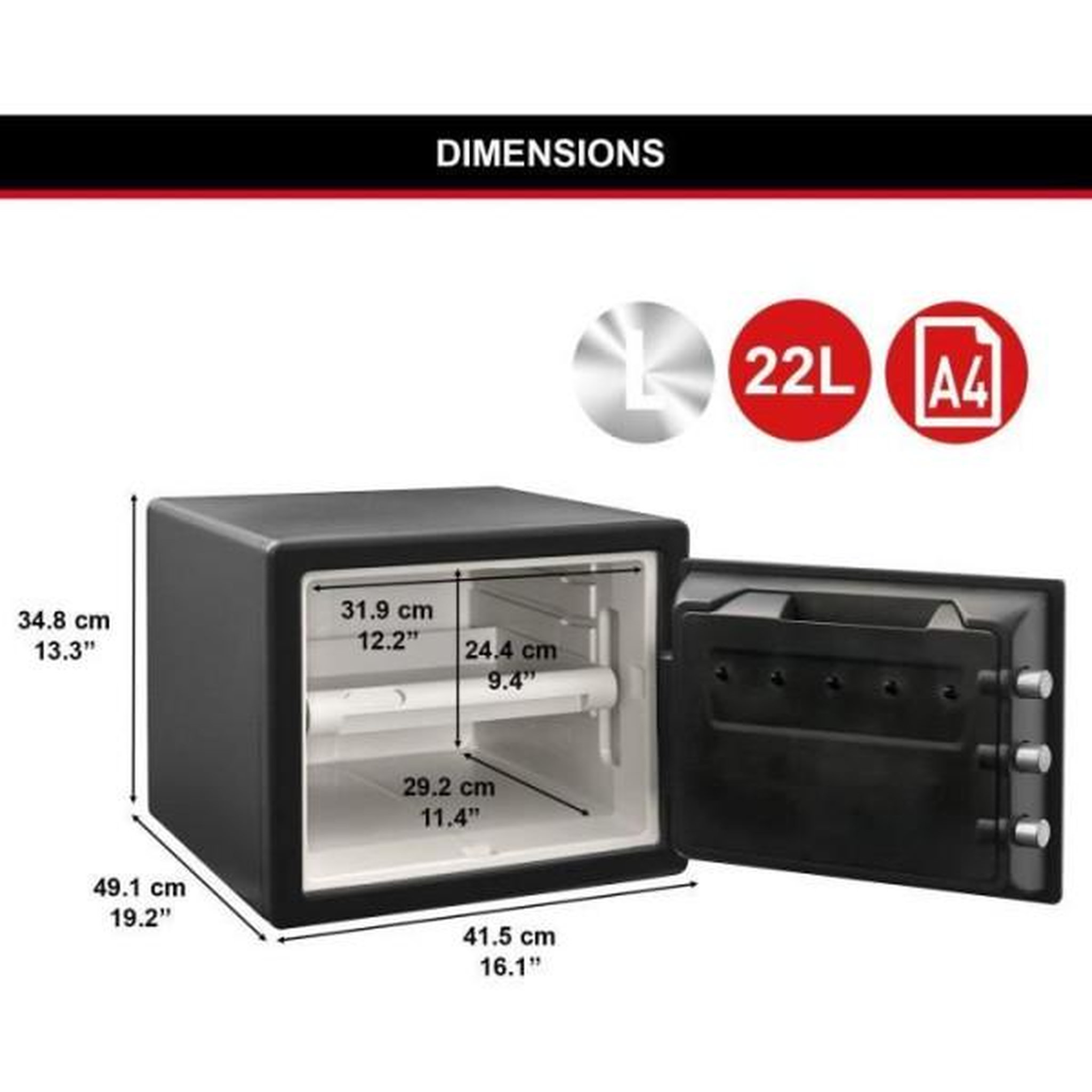 Voir la diapositive 3 : Master lock Coffre-fort de sécurité ignifugé et résistant a l'eau 22l - master lock lfw082ftc