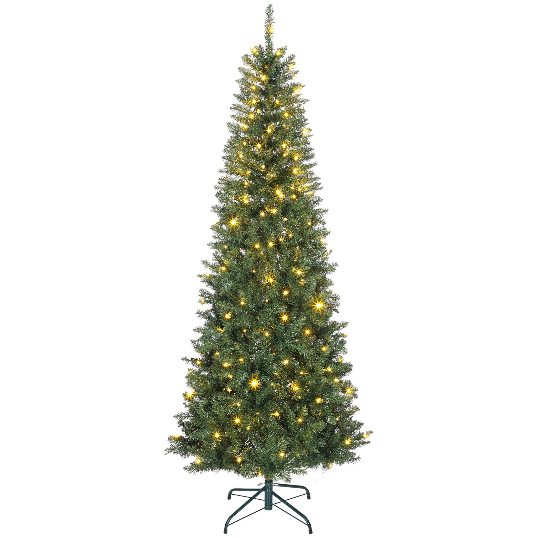 HOMCOM Sapin de Noël artificiel LED x 350 blanc chaud ou multicolore 9 modes H.210 cm 1273 branches support vert
