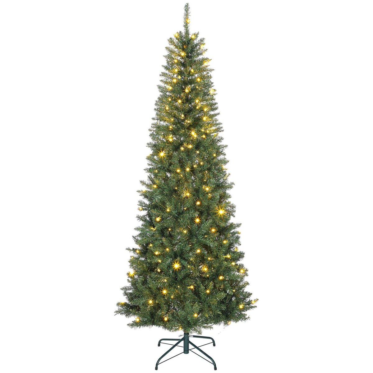 HOMCOM Sapin de Noël artificiel LED x 350 blanc chaud ou multicolore 9 modes H.210 cm 1273 branches support vert