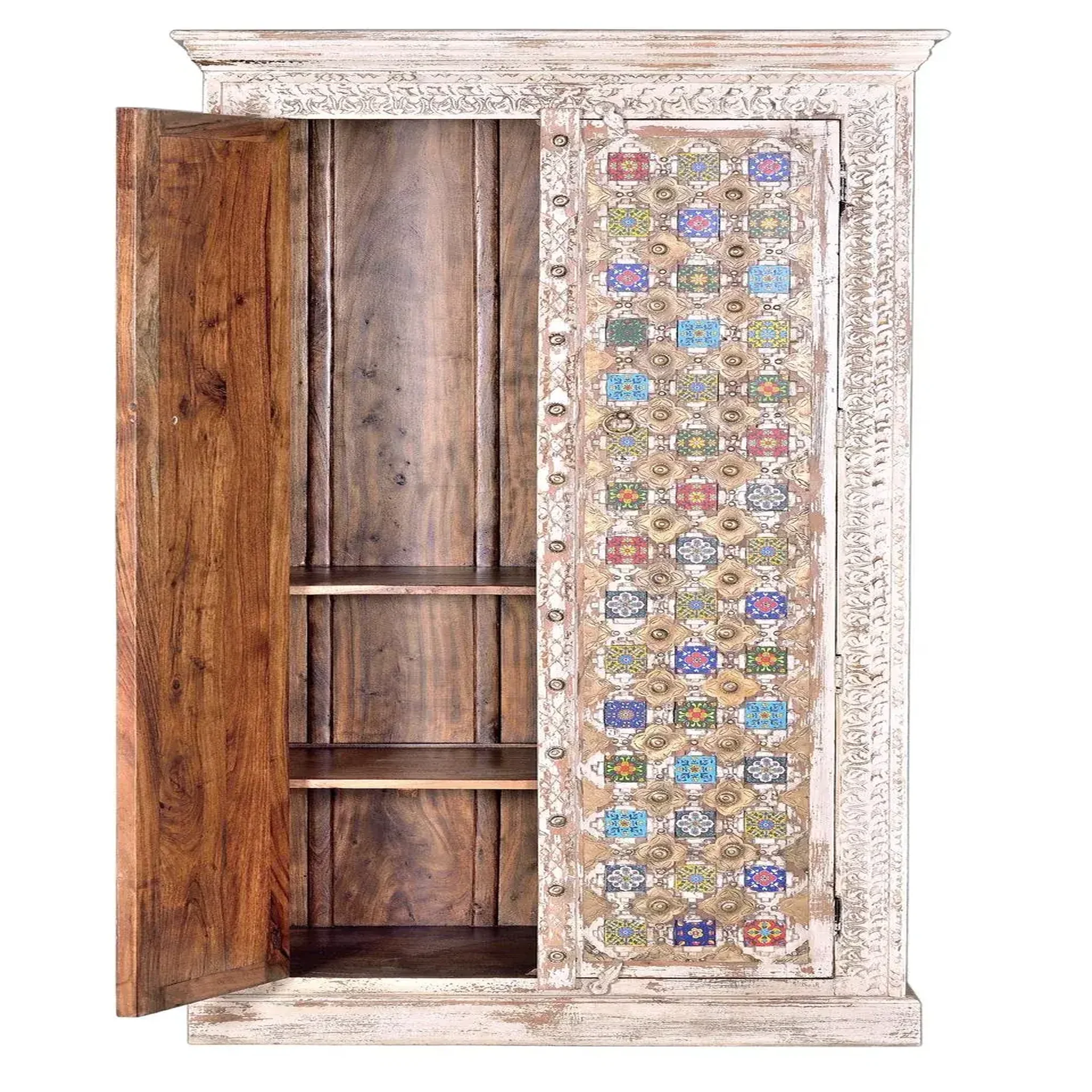 Voir la diapositive 2 : GINER Y COLOMER SL Armoire en bois de manguier 90cm style méditerranéen moderne