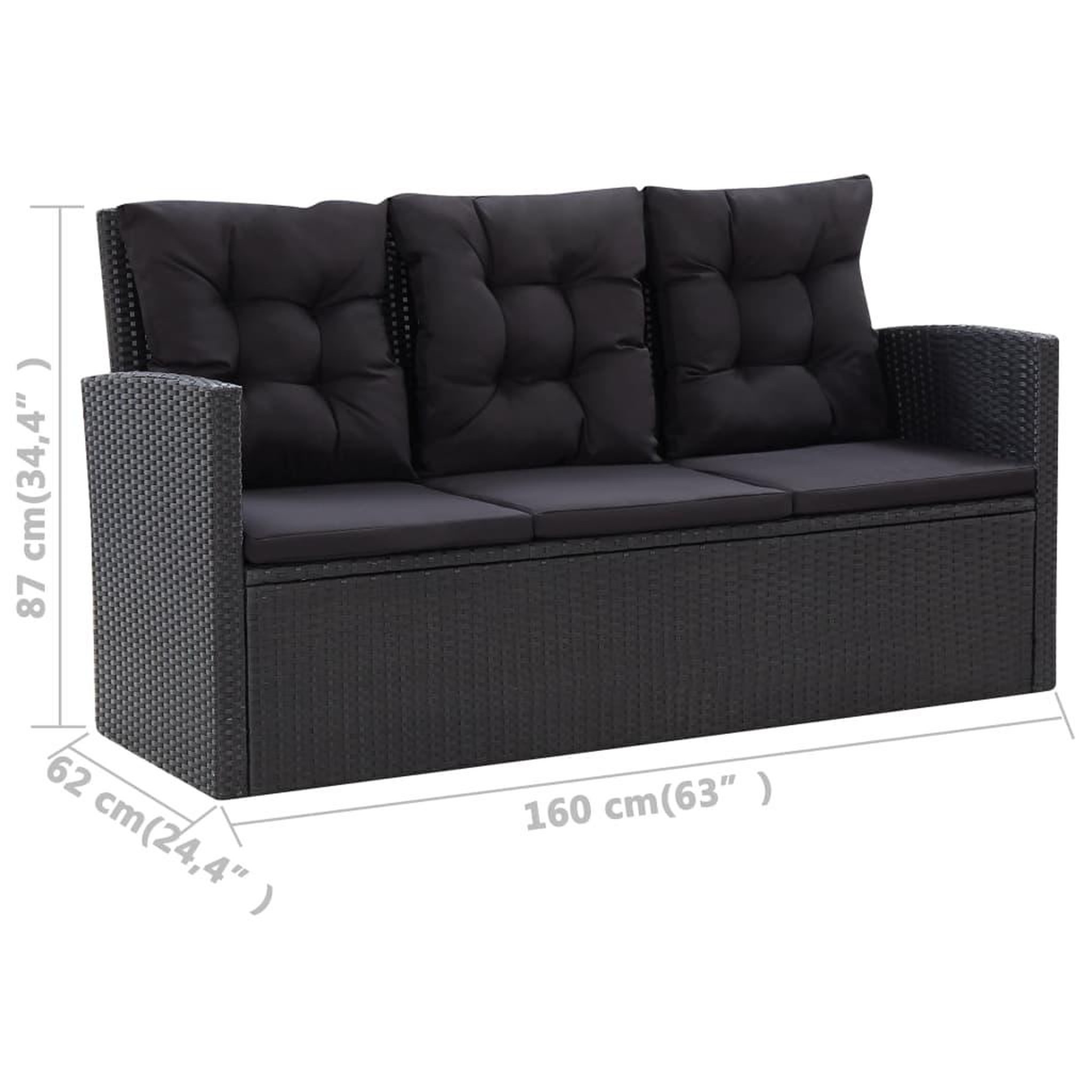 Voir la diapositive 6 : VIDAXL Salon de jardin 6 pcs avec coussins resine tressee noir
