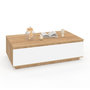 Voir la diapositive 4 : ID MARKET Table basse TOMI 110 cm avec porte façon hêtre et blanc