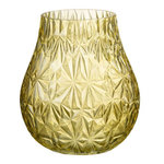 Paris Prix Vase Design en Verre  Diamant  22cm Jaune