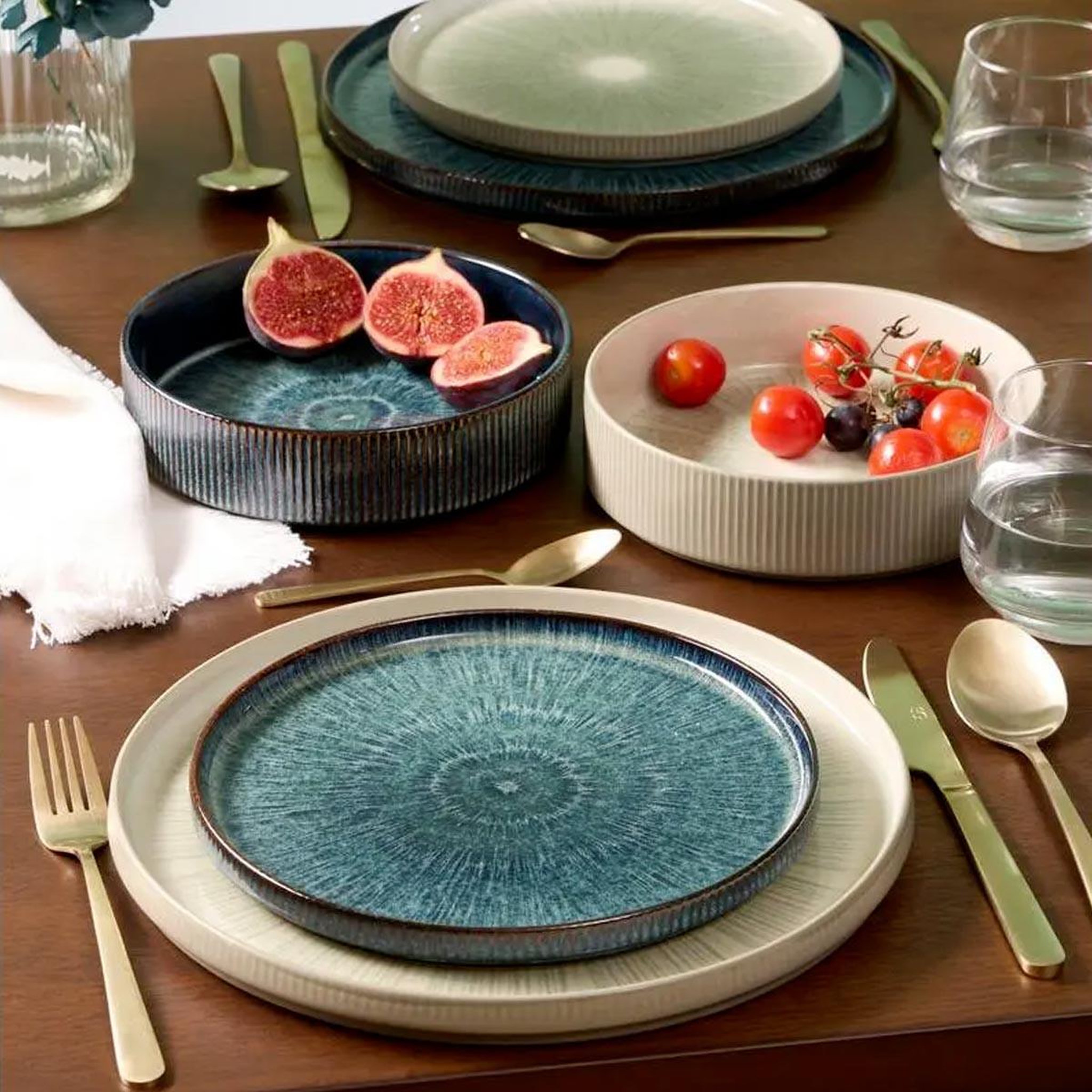 Voir la diapositive 3 : SECRET DE GOURMET Lot de 6 assiettes plates  eva  27cm bleu