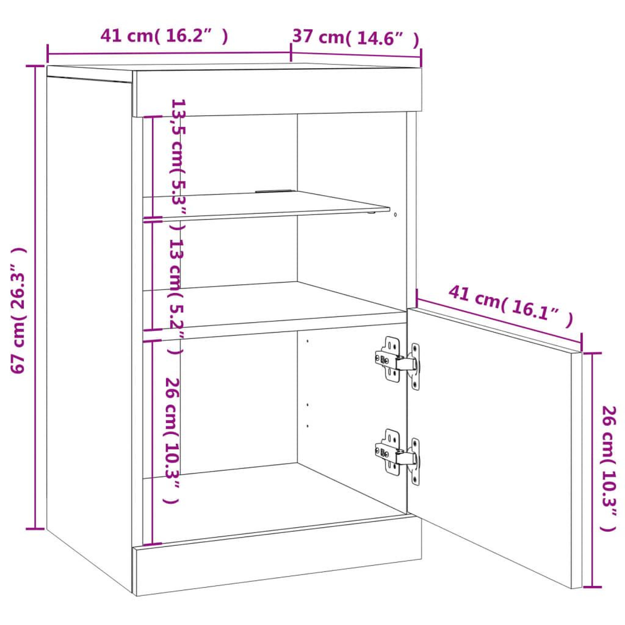 Voir la diapositive 6 : VIDAXL Buffet avec lumieres LED chene marron 41x37x67 cm